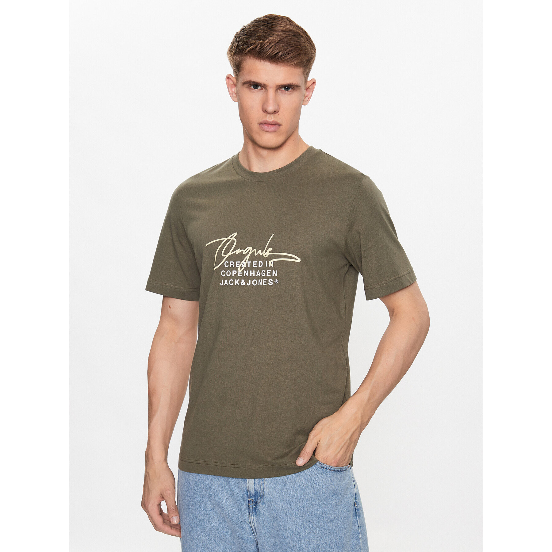 Jack&Jones Póló Splash 12235487 Zöld Standard Fit - Pepit.hu