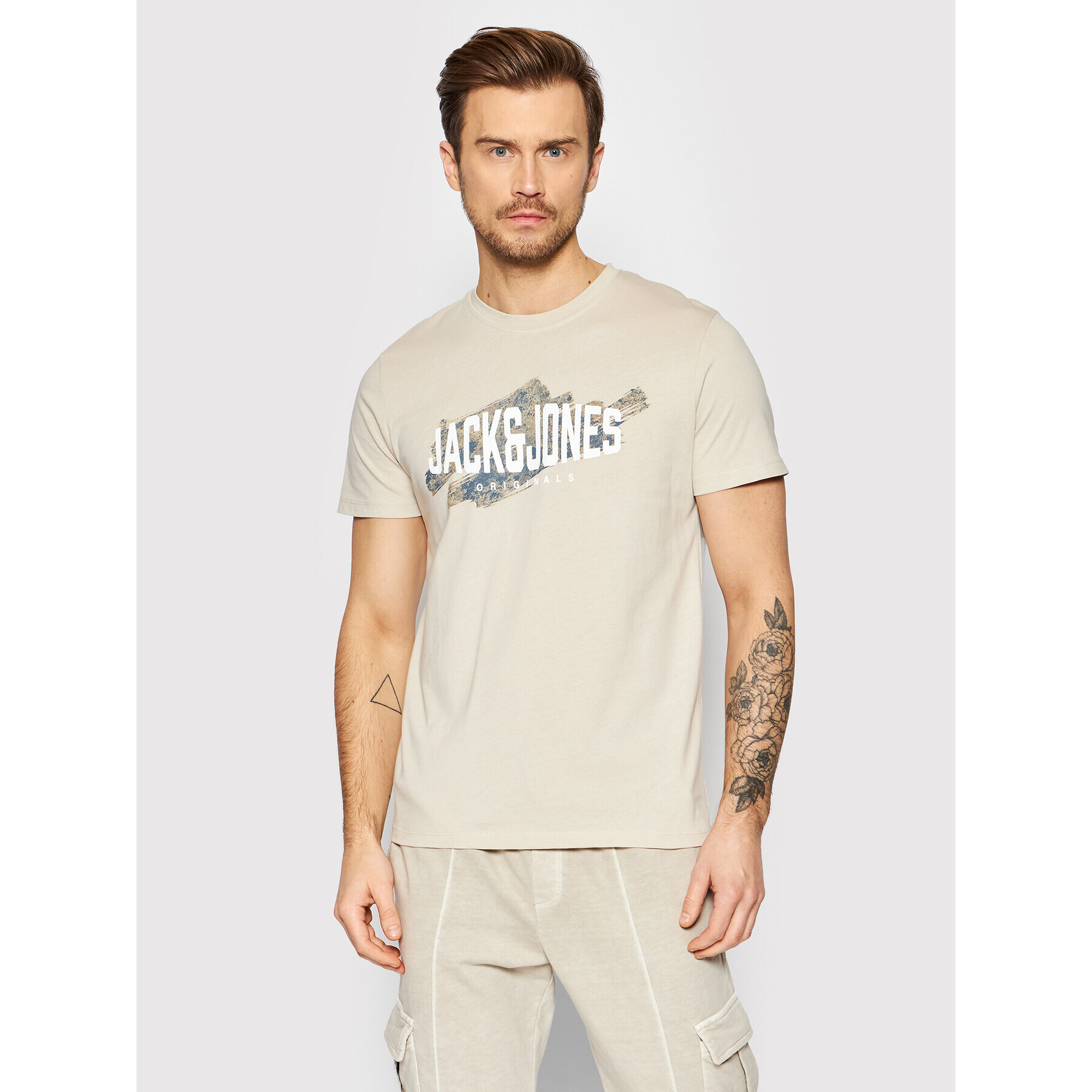 Jack&Jones Póló Sprays 12205191 Bézs Standard Fit - Pepit.hu