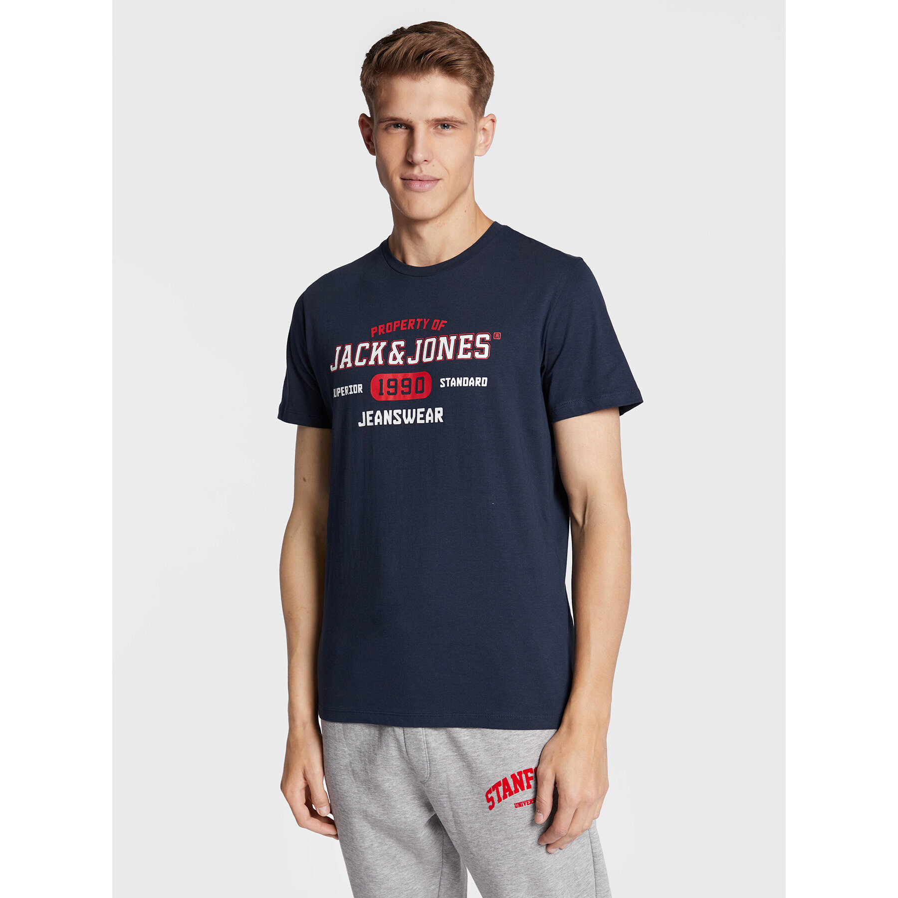 Jack&Jones Póló Stamp 12211446 Sötétkék Regular Fit - Pepit.hu