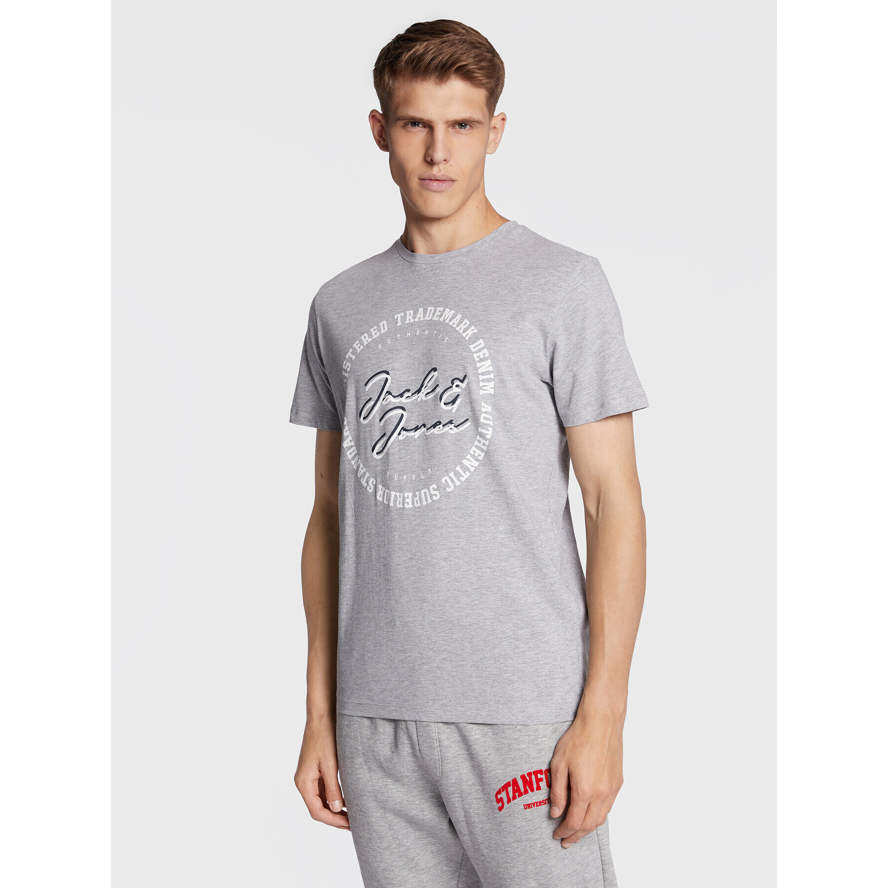 Jack&Jones Póló Stamp 12211446 Szürke Regular Fit - Pepit.hu