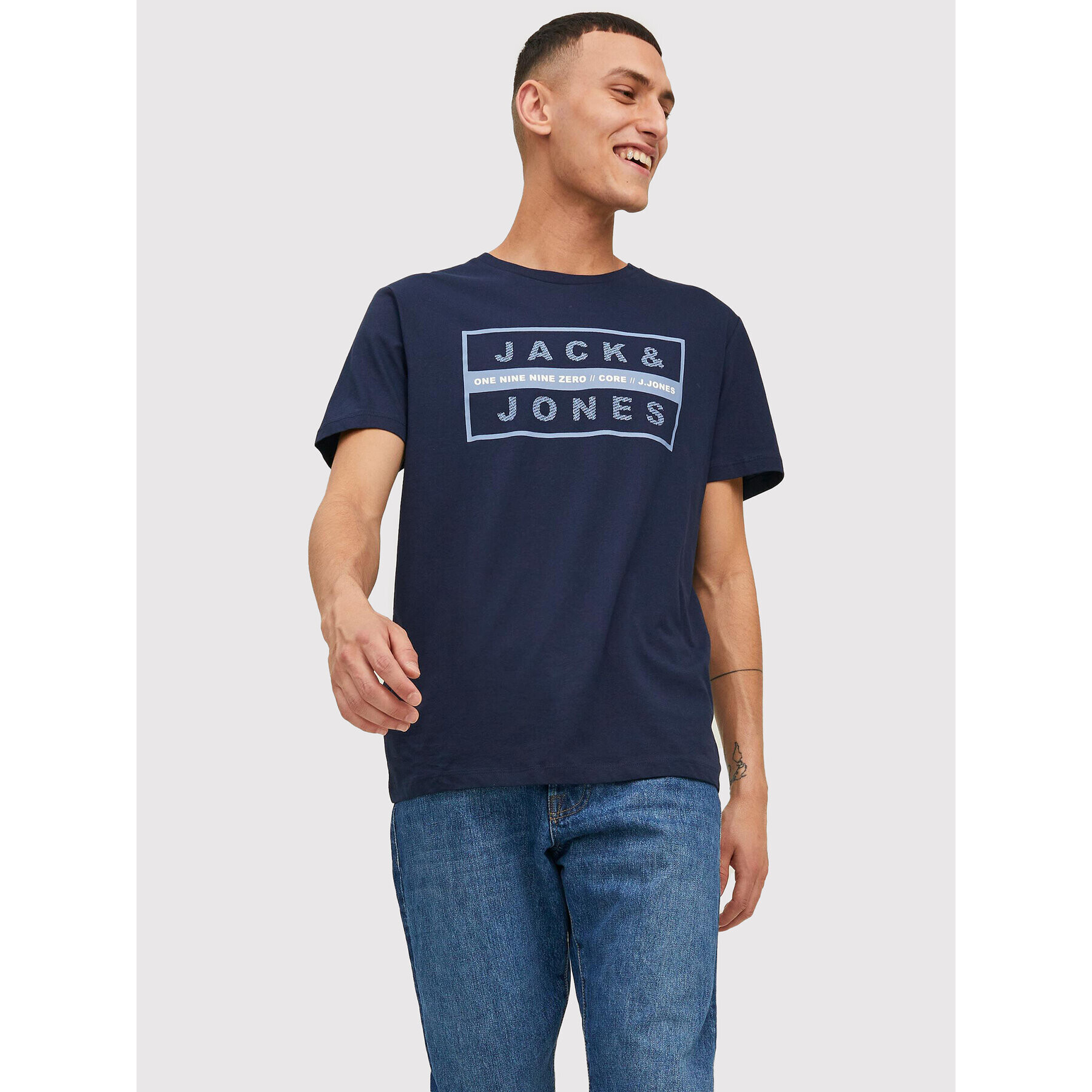 Jack&Jones Póló Storm 12221191 Sötétkék Regular Fit - Pepit.hu