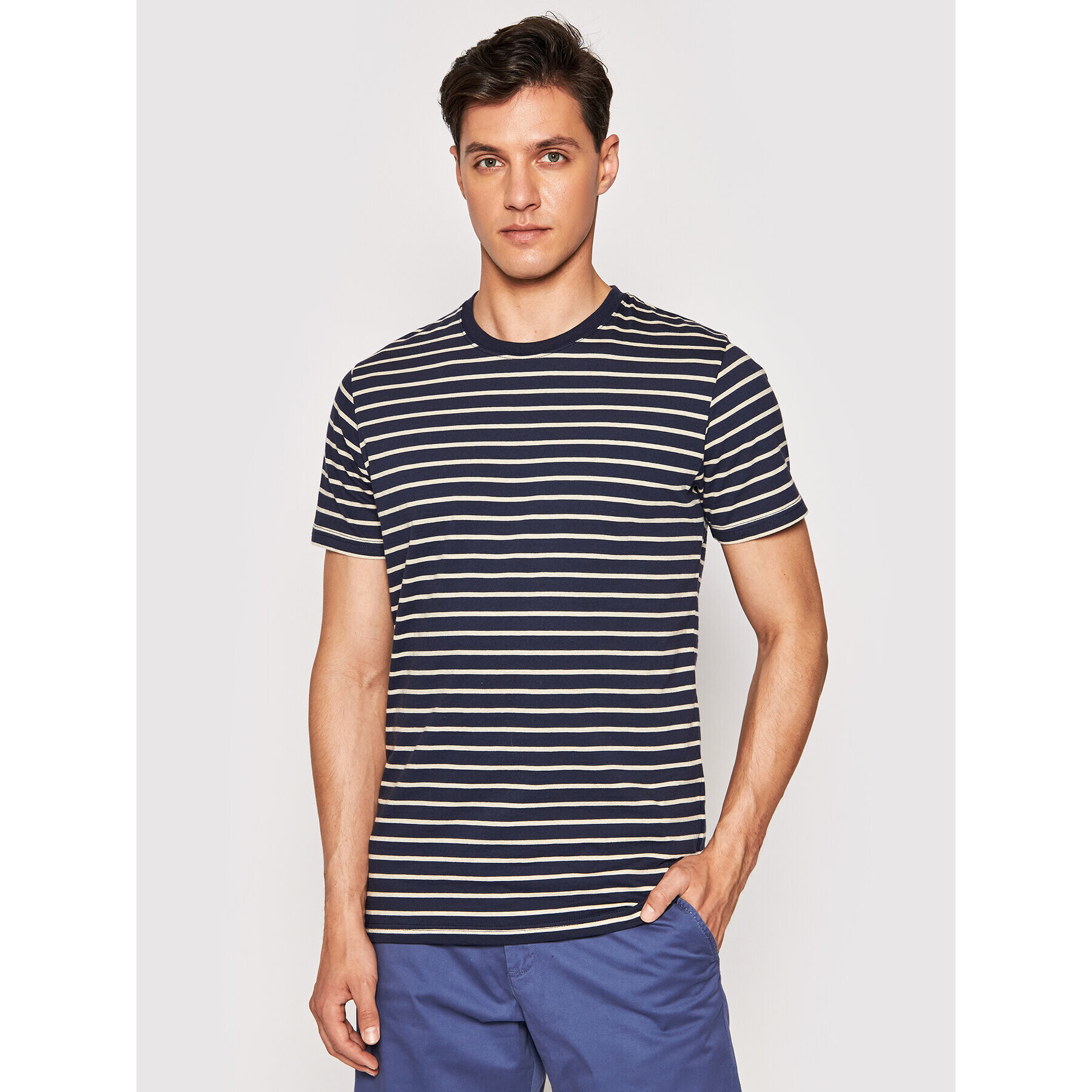 Jack&Jones Póló Striped 12164640 Sötétkék Slim Fit - Pepit.hu