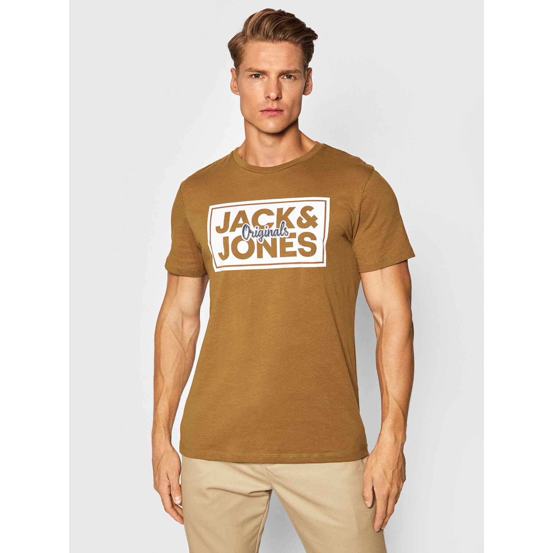 Jack&Jones Póló Tapes 12196583 Barna Standard Fit - Pepit.hu