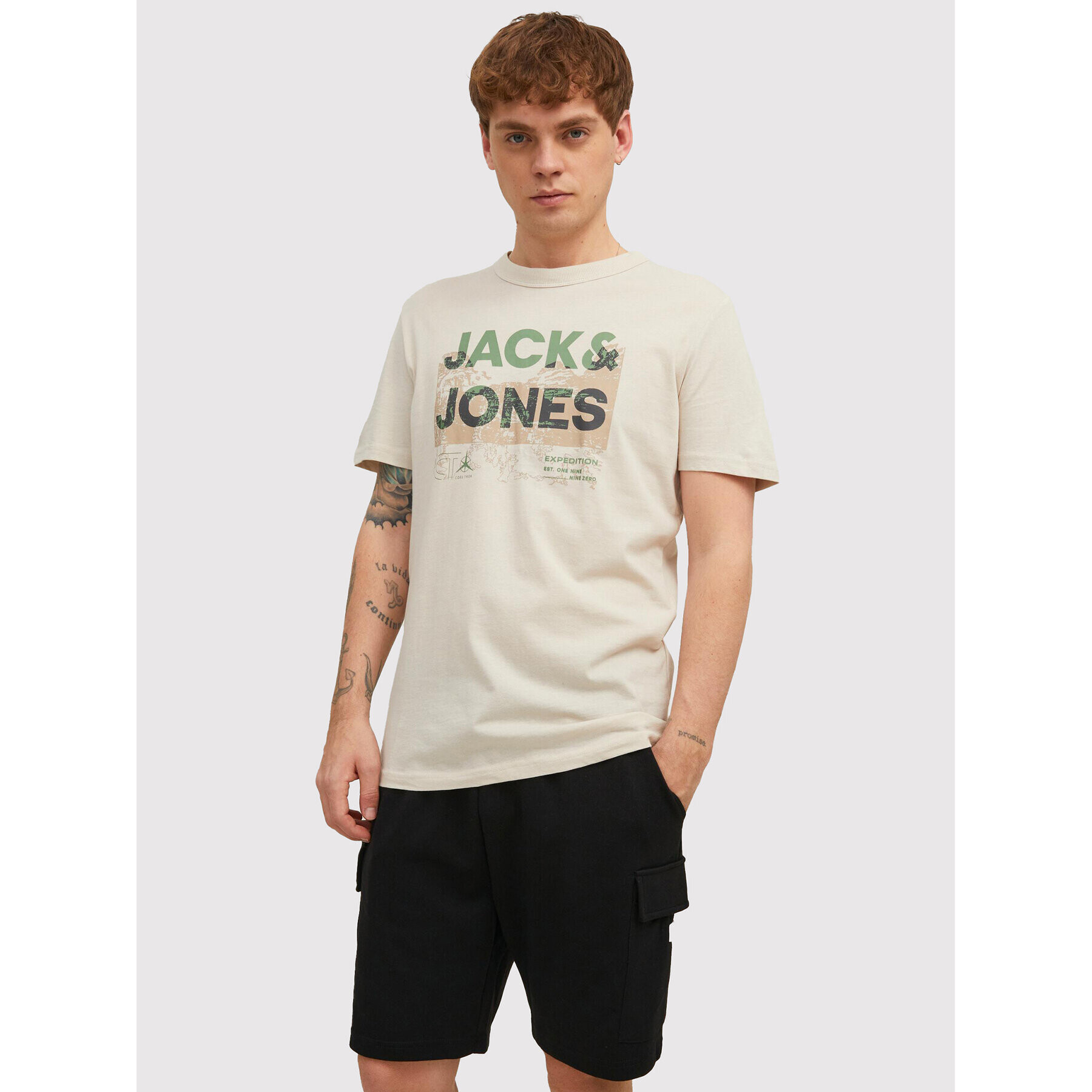 Jack&Jones Póló Track 12210420 Bézs Regular Fit - Pepit.hu