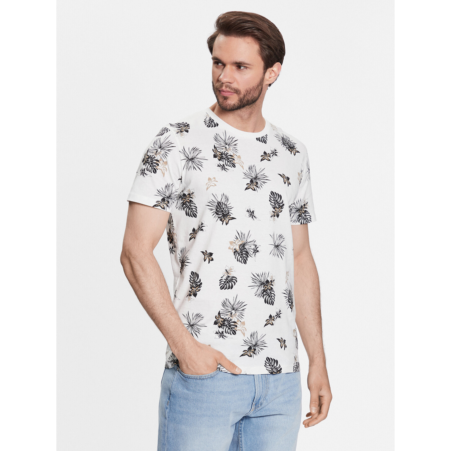 Jack&Jones Póló Tropicana 12223932 Fehér Regular Fit - Pepit.hu