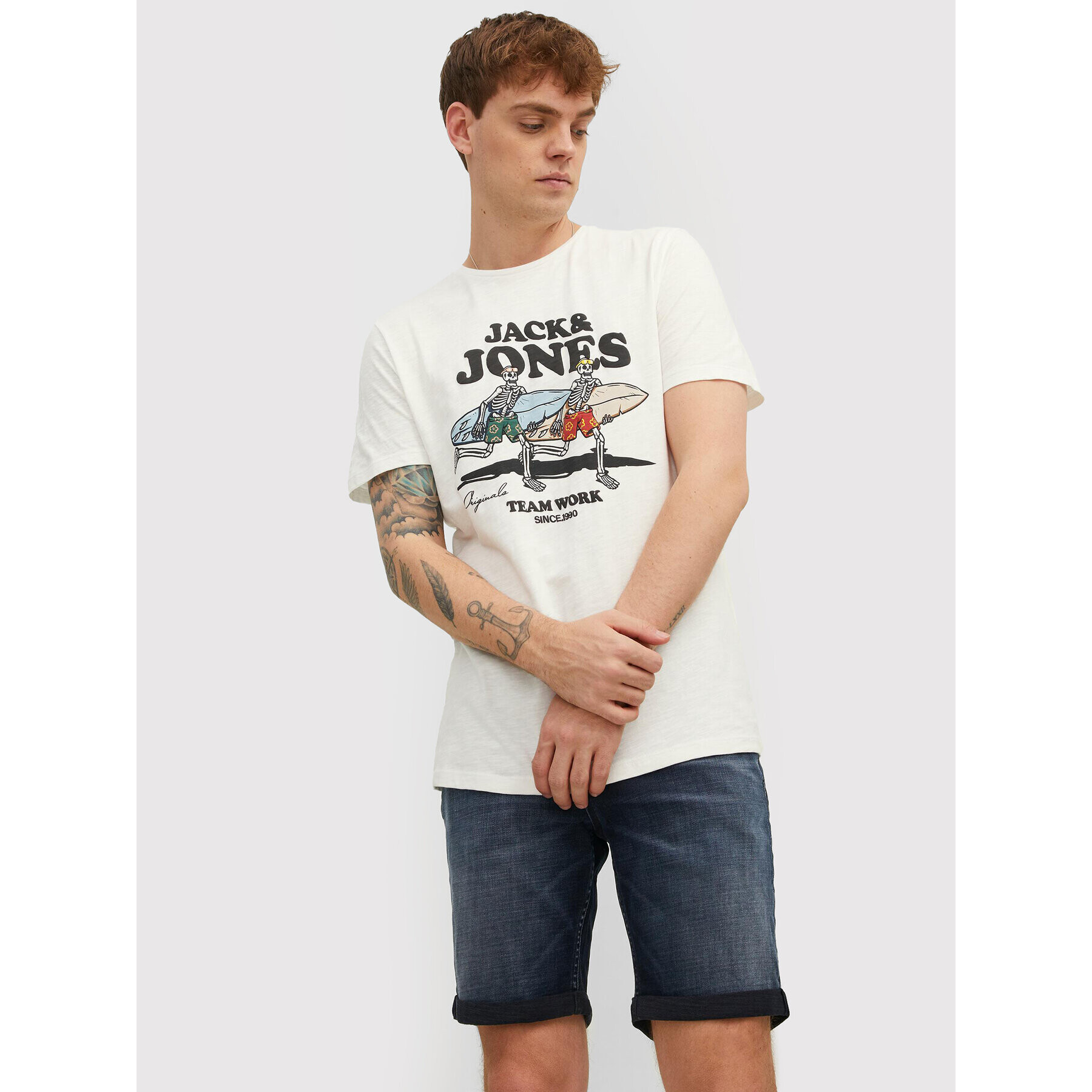 Jack&Jones Póló Venice Bones 12210277 Fehér Regular Fit - Pepit.hu