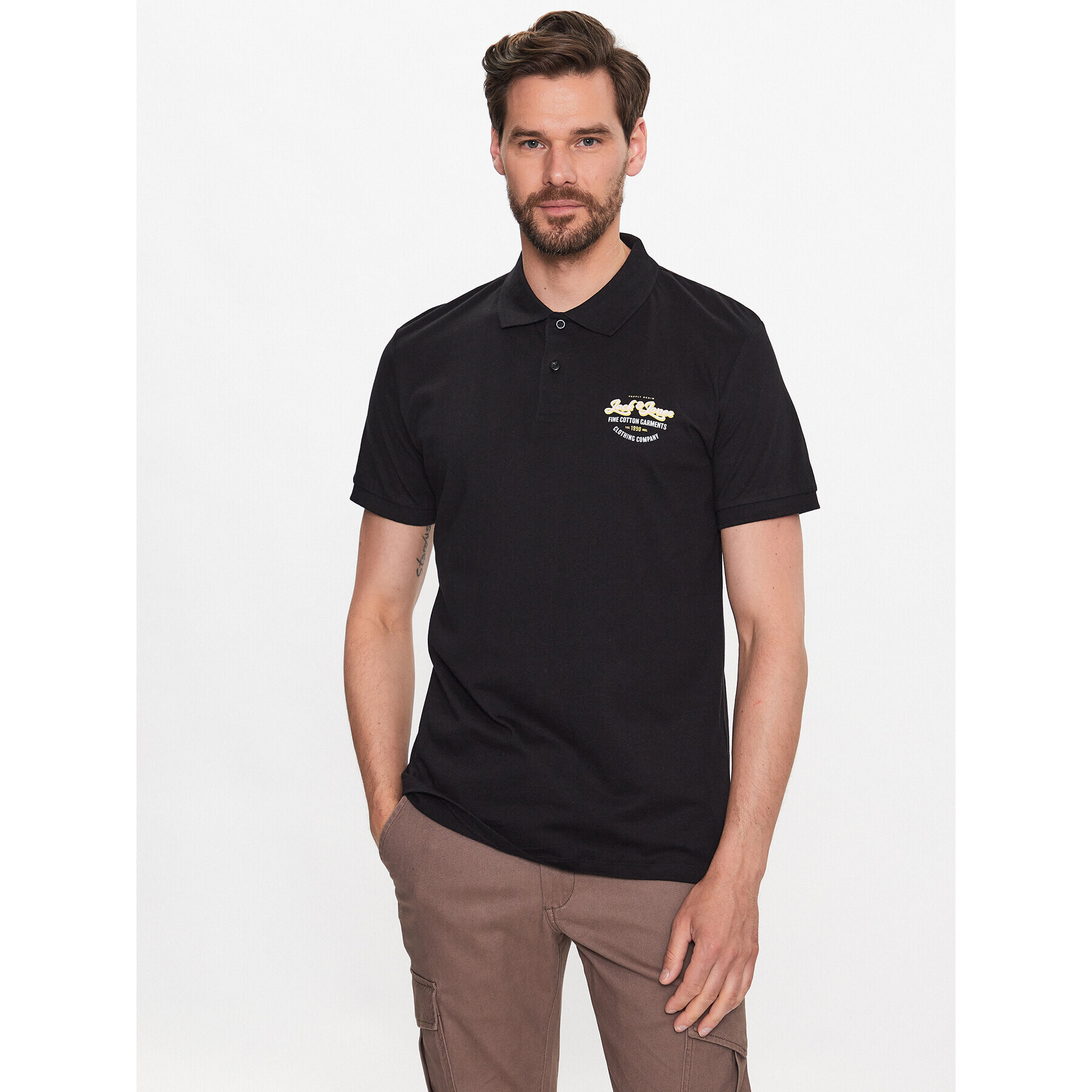 Jack&Jones Pólóing Andy 12223714 Fekete Regular Fit - Pepit.hu