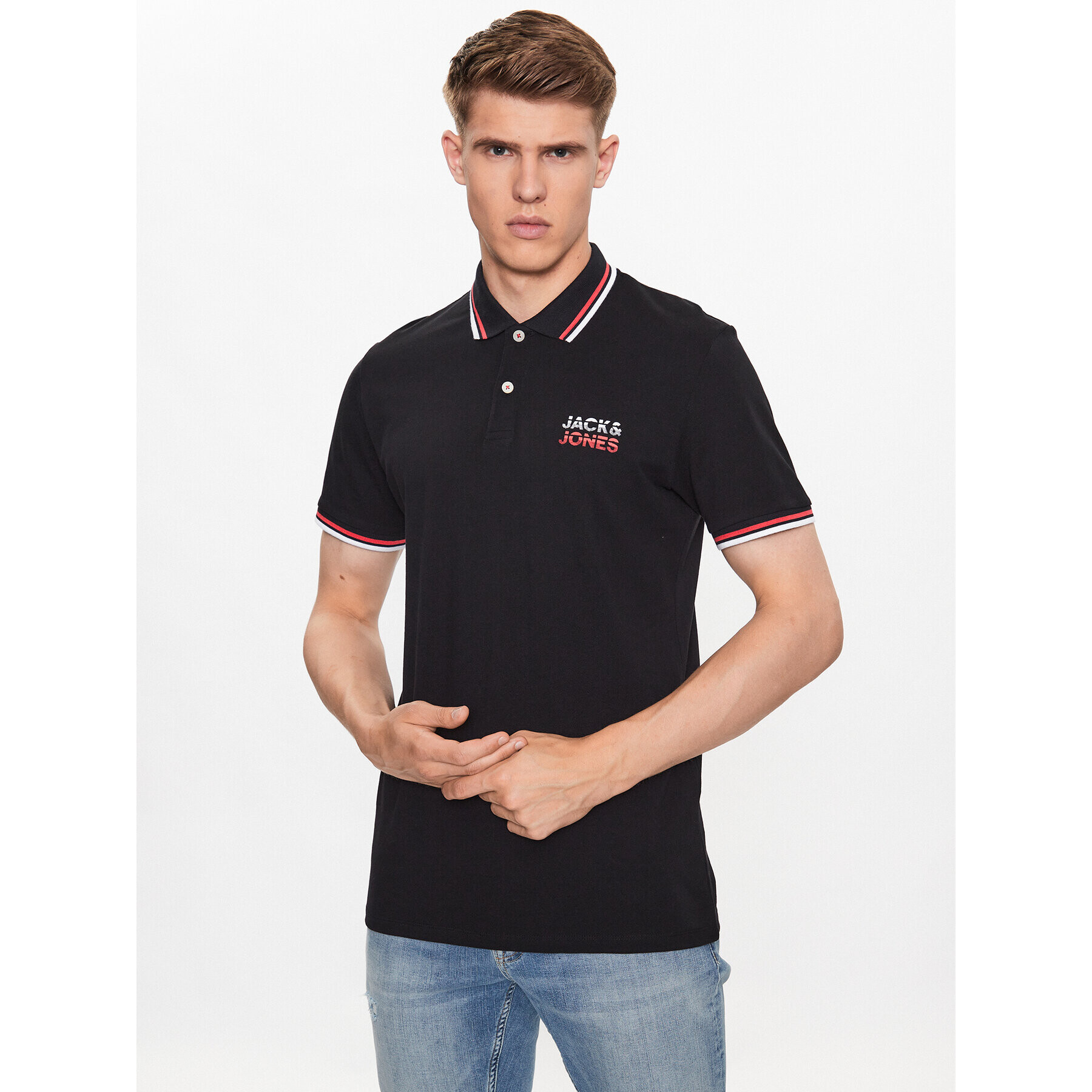 Jack&Jones Pólóing Atlas 12221012 Fekete Regular Fit - Pepit.hu