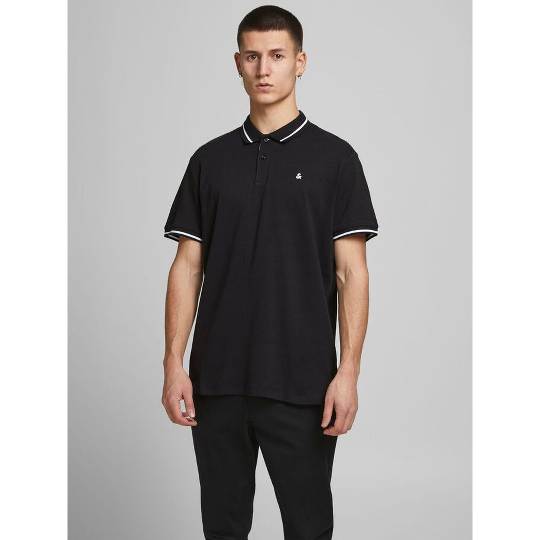 Jack&Jones Pólóing Jersey 12180891 Fekete Regular Fit - Pepit.hu