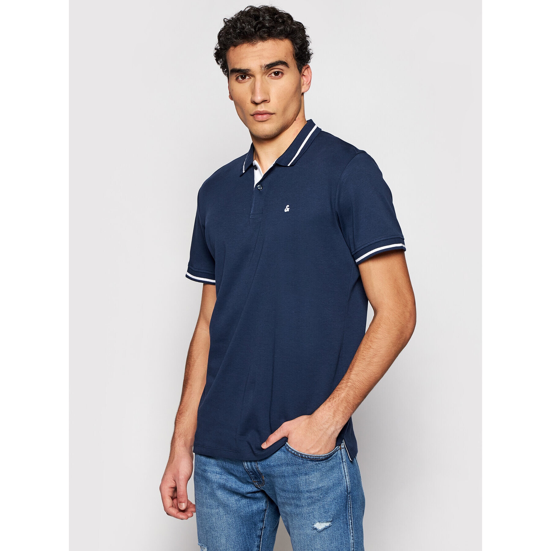 Jack&Jones Pólóing Jersey 12180891 Sötétkék Regular Fit - Pepit.hu