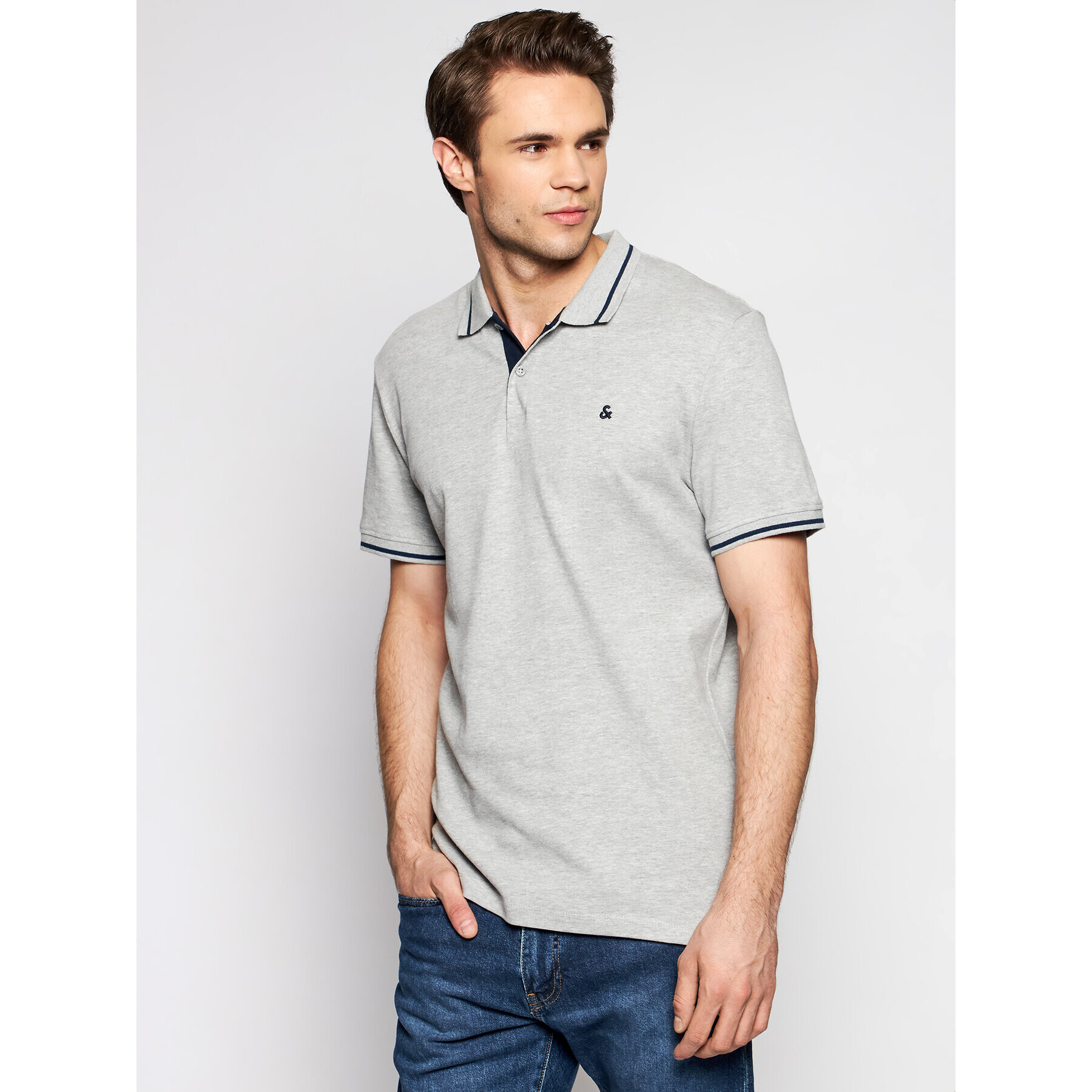 Jack&Jones Pólóing Jersey 12180891 Szürke Regular Fit - Pepit.hu