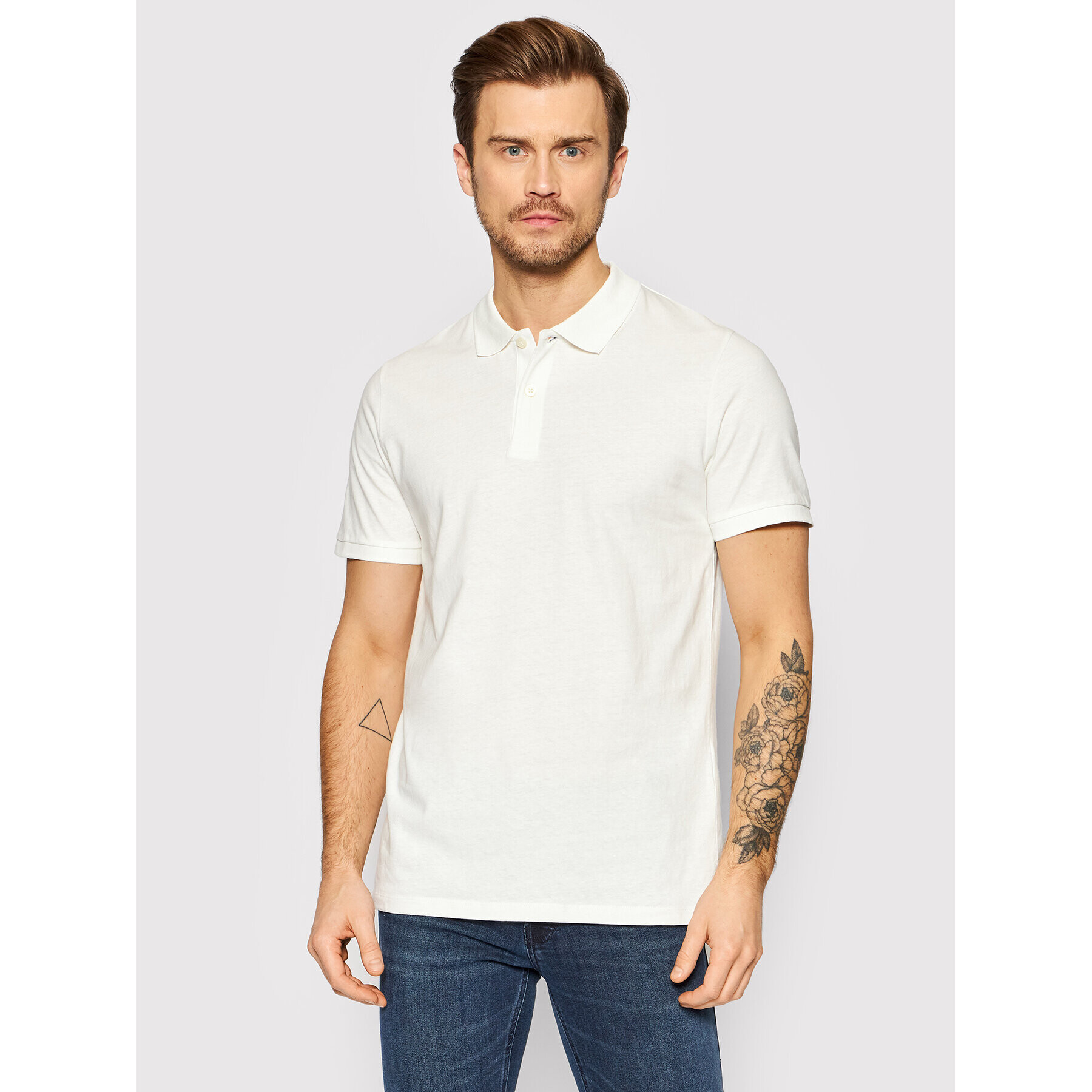 Jack&Jones Pólóing Linen Basic 12199714 Fehér Regular Fit - Pepit.hu