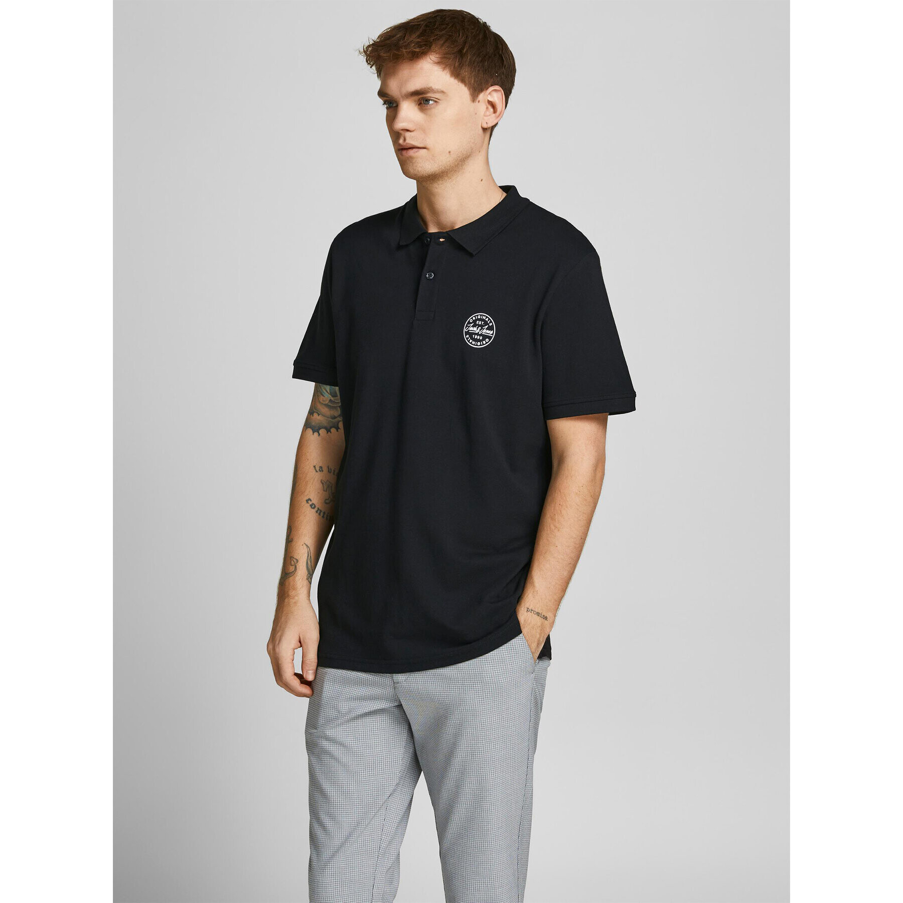 Jack&Jones Pólóing Shark 12205025 Fekete Slim Fit - Pepit.hu