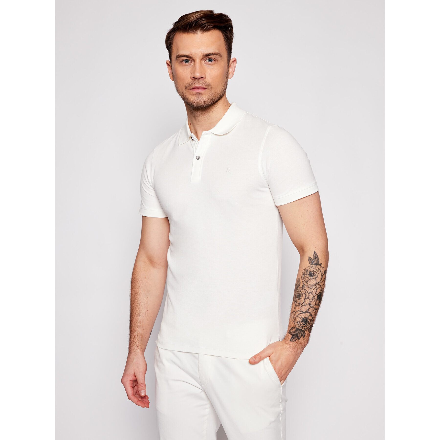 Jack&Jones Pólóing Washed Polo 12180890 Fehér Slim Fit - Pepit.hu