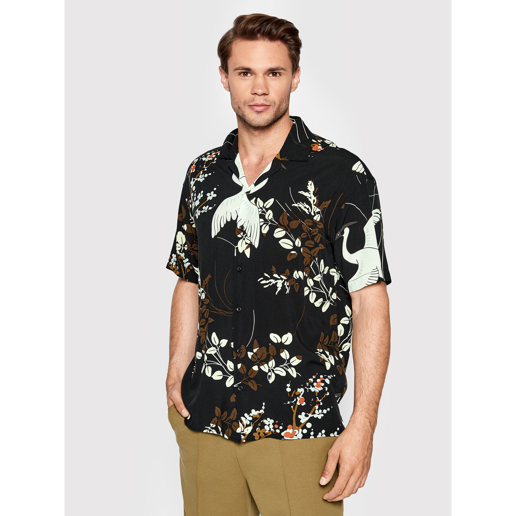 Jack&Jones PREMIUM Ing Tropic 12202240 Fekete Relaxed Fit - Pepit.hu