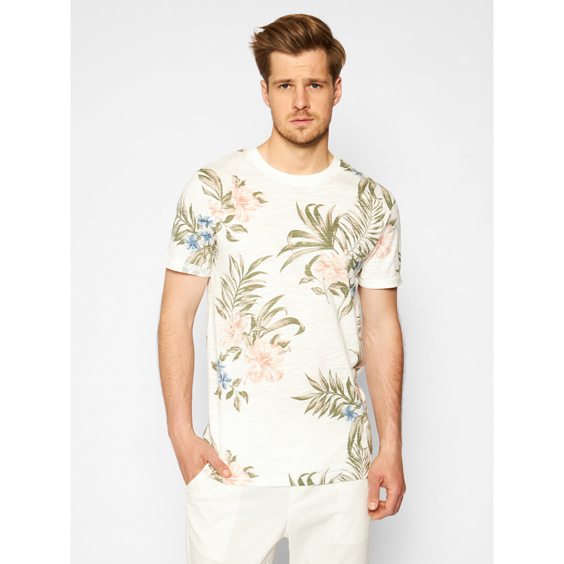 Jack&Jones PREMIUM Póló Beach 12187869 Bézs Regular Fit - Pepit.hu