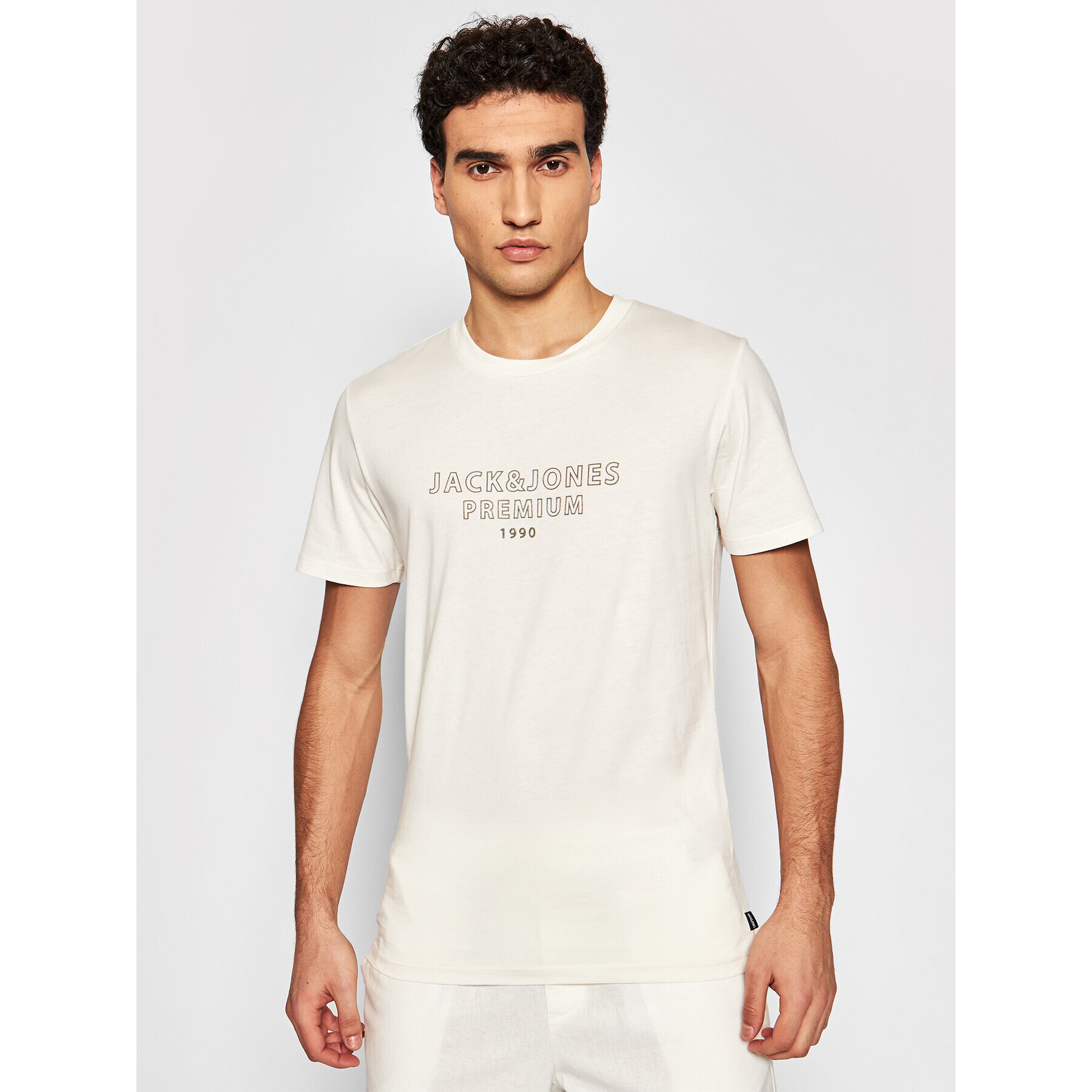 Jack&Jones PREMIUM Póló Blaedgar 12187986 Bézs Regular Fit - Pepit.hu