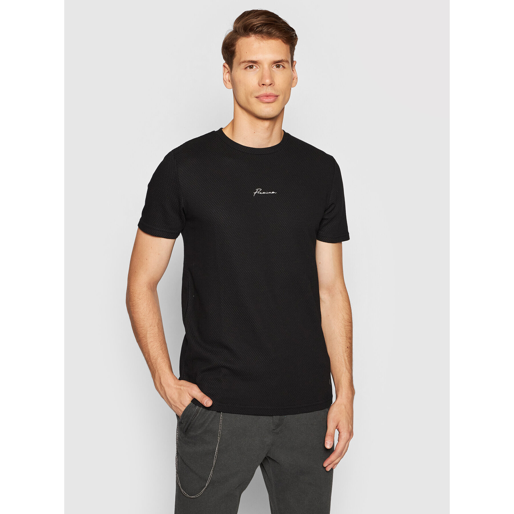 Jack&Jones PREMIUM Póló Blafranco 12175825 Fekete Regular Fit - Pepit.hu