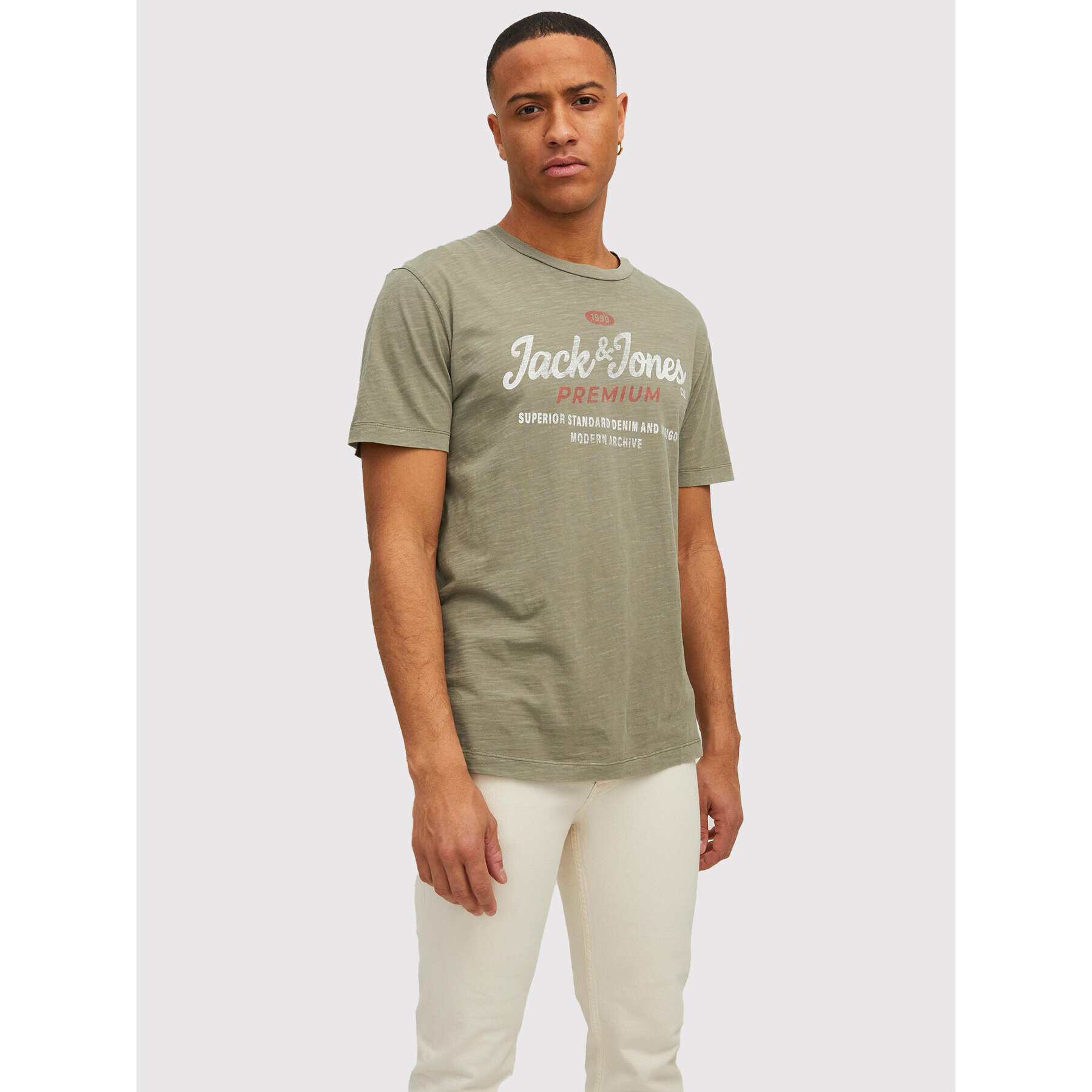 Jack&Jones PREMIUM Póló Carlyle 12211162 Bézs Regular Fit - Pepit.hu