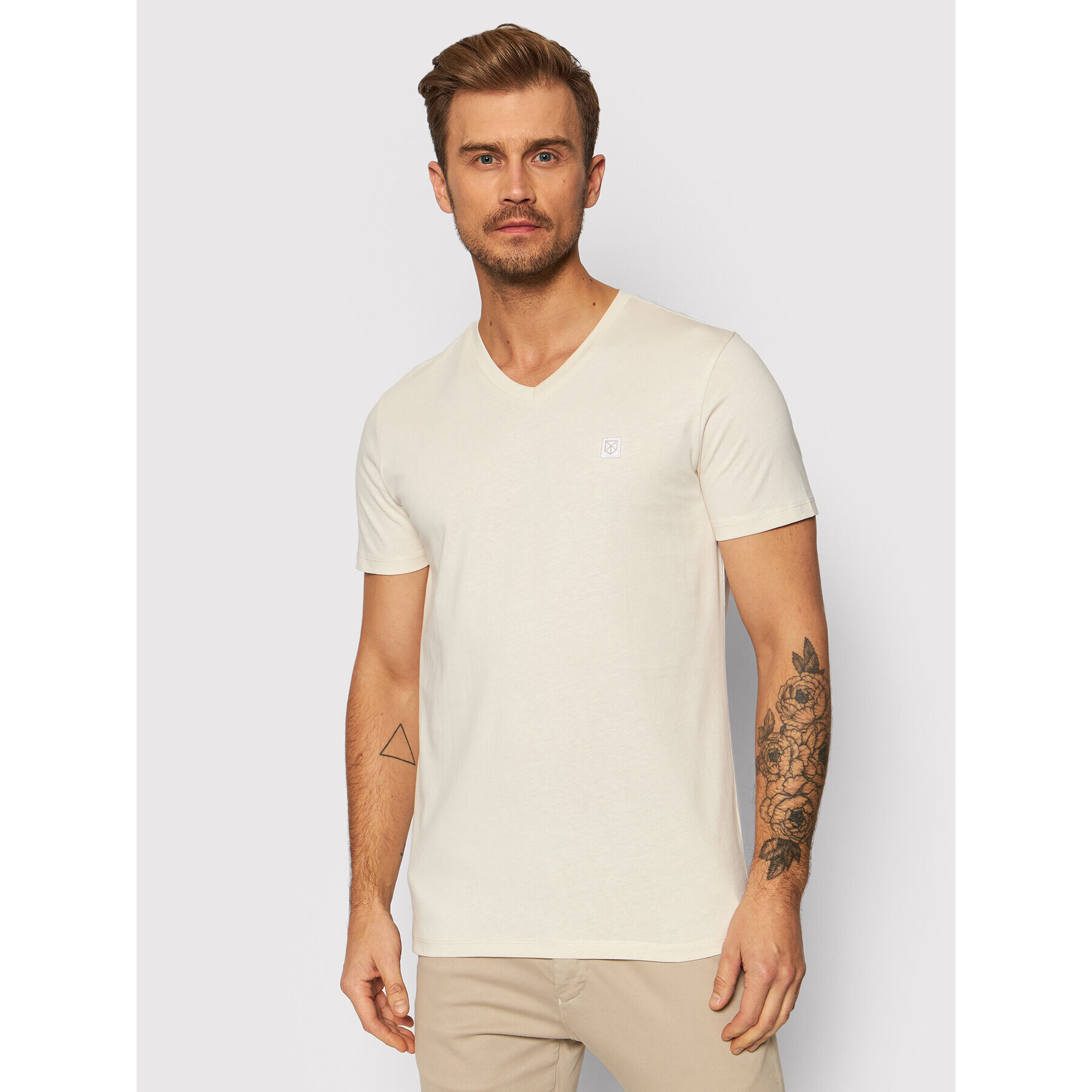 Jack&Jones PREMIUM Póló Frontier 12197633 Bézs Regular Fit - Pepit.hu