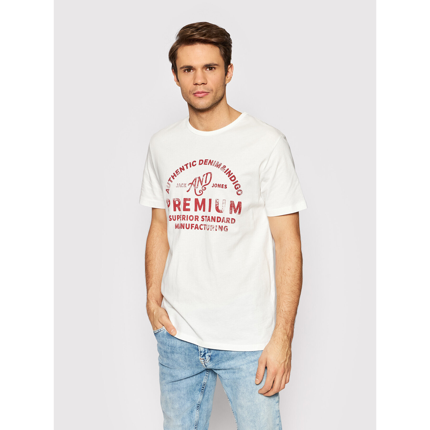 Jack&Jones PREMIUM Póló Jackson 12202394 Fehér Regular Fit - Pepit.hu