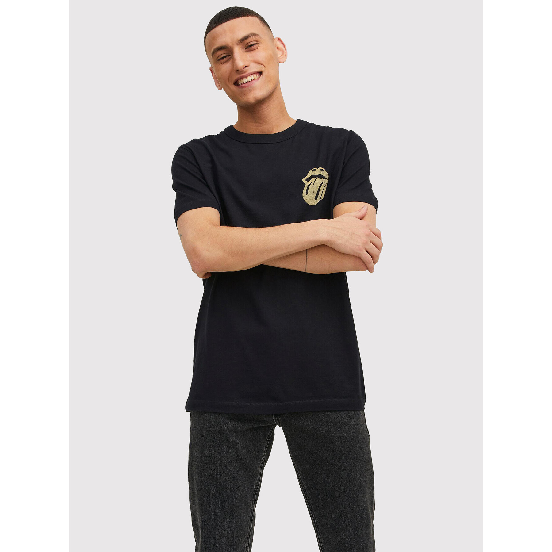 Jack&Jones PREMIUM Póló Rolls 12211095 Fekete Regular Fit - Pepit.hu