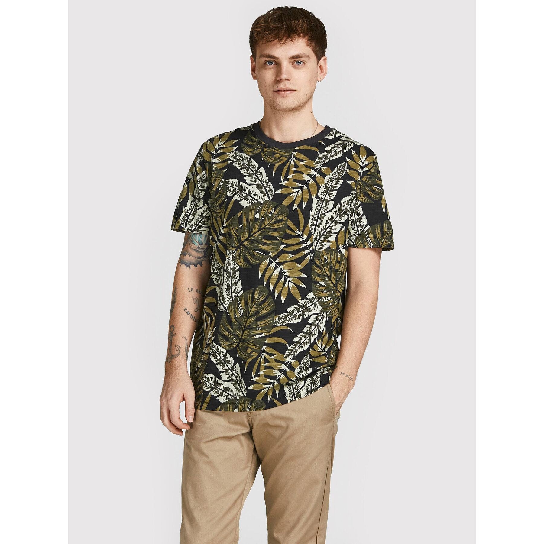 Jack&Jones PREMIUM Póló Tropic 12203764 Zöld Regular Fit - Pepit.hu