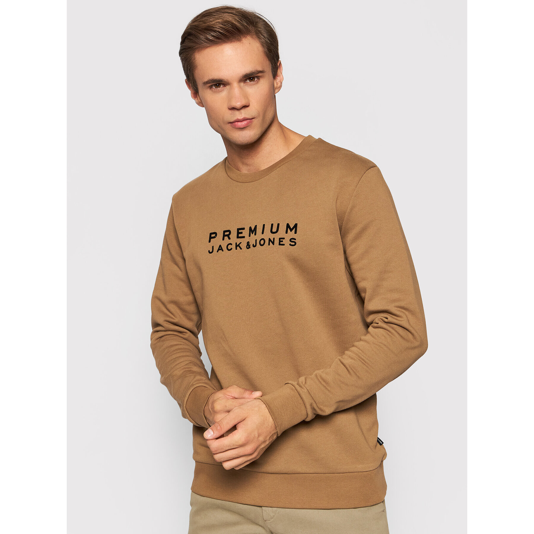 Jack&Jones PREMIUM Pulóver Blalogo 12195086 Barna Regular Fit - Pepit.hu