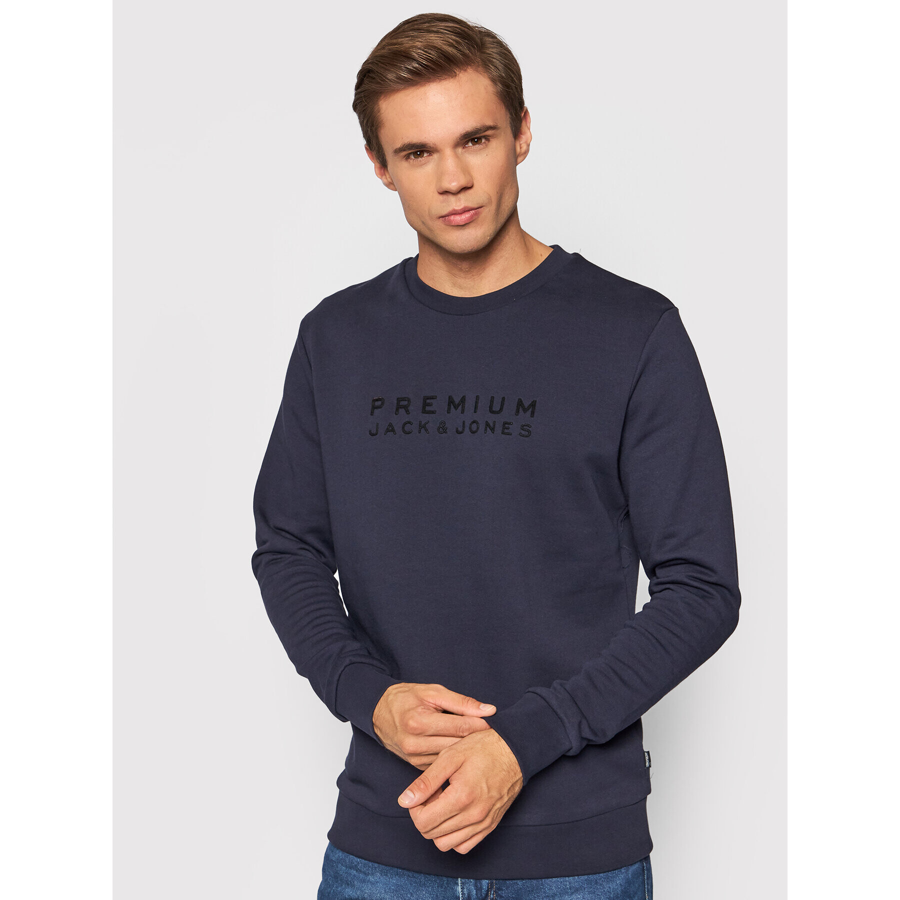 Jack&Jones PREMIUM Pulóver Blalogo 12195086 Sötétkék Regular Fit - Pepit.hu