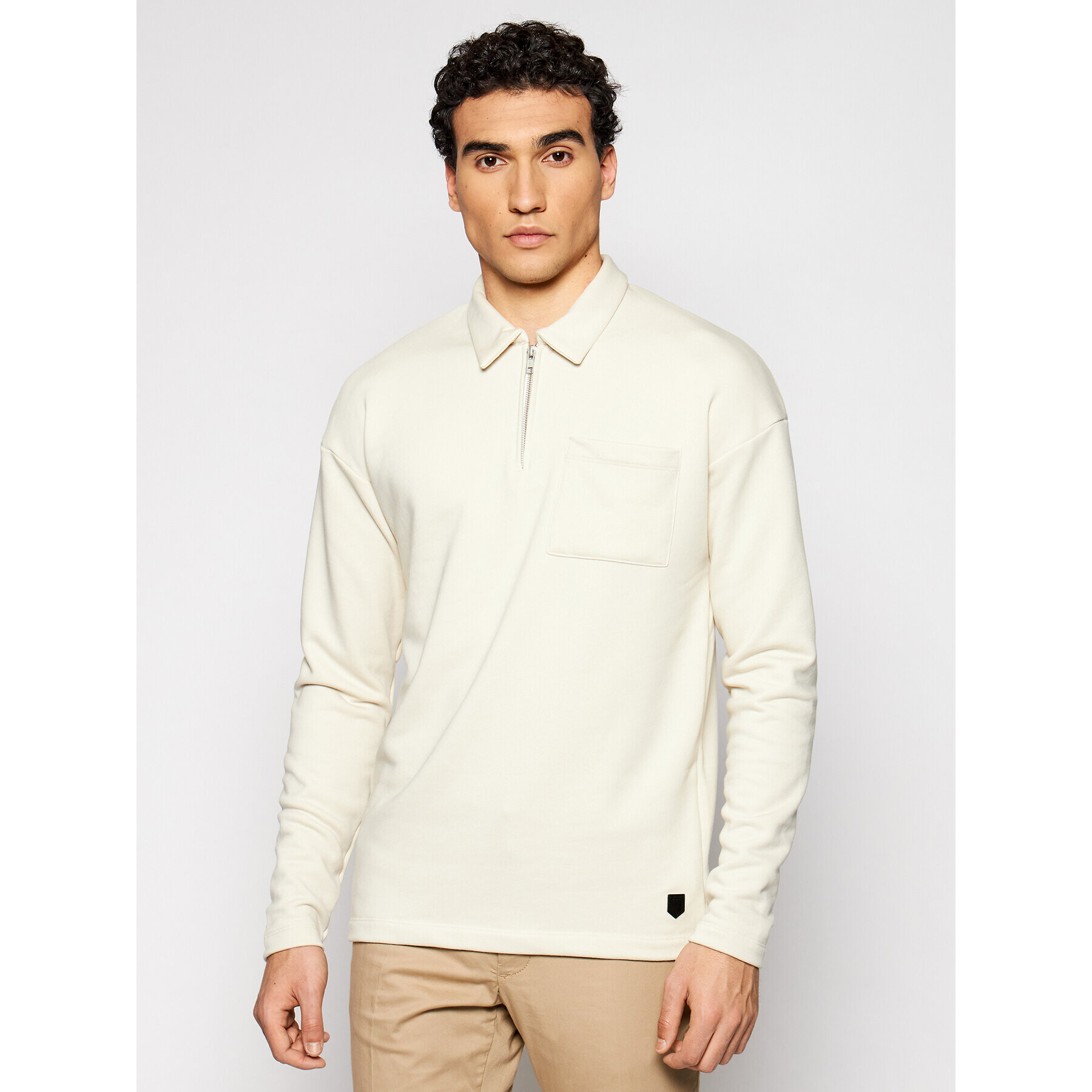 Jack&Jones PREMIUM Pulóver Blazio 12190521 Bézs Relaxed Fit - Pepit.hu