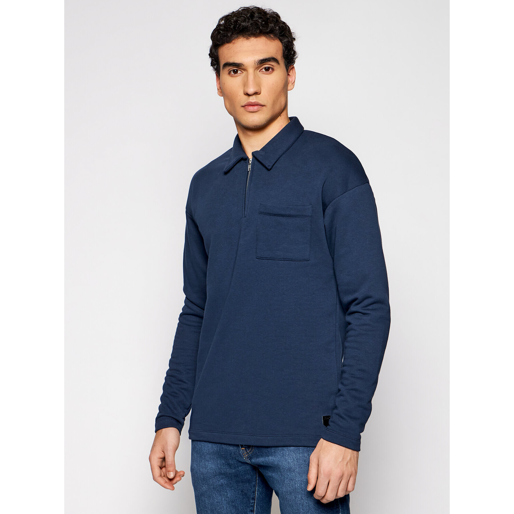 Jack&Jones PREMIUM Pulóver Blazio 12190521 Sötétkék Relaxed Fit - Pepit.hu