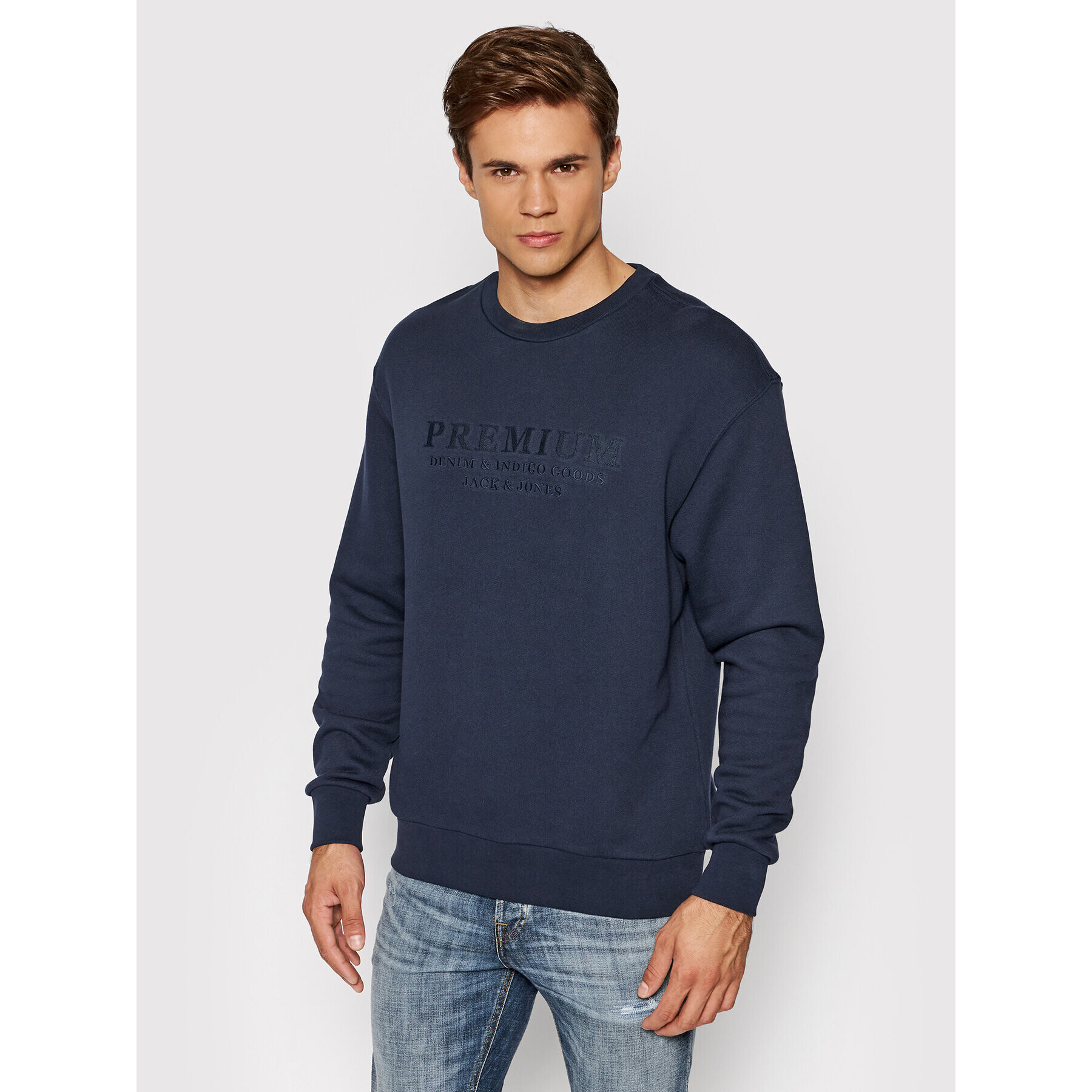 Jack&Jones PREMIUM Pulóver Blu Frank 12193779 Sötétkék Regular Fit - Pepit.hu