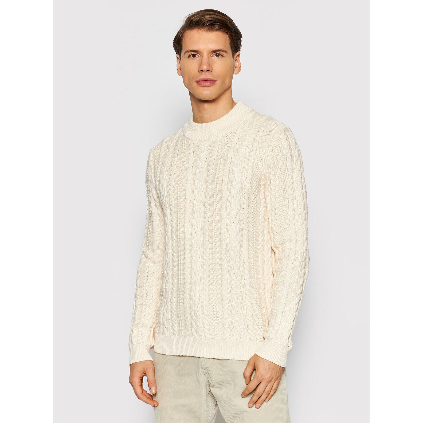 Jack&Jones PREMIUM Sweater Albert 12192509 Fehér Standard Fit - Pepit.hu