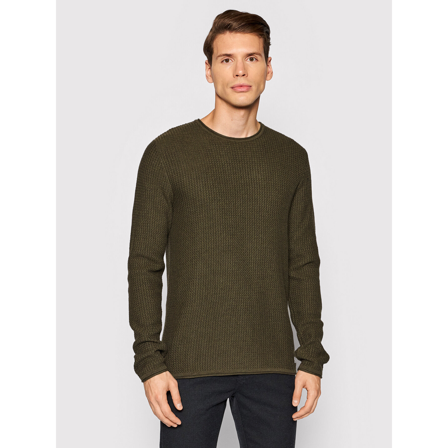 Jack&Jones PREMIUM Sweater Carlos 12179861 Zöld Regular Fit - Pepit.hu