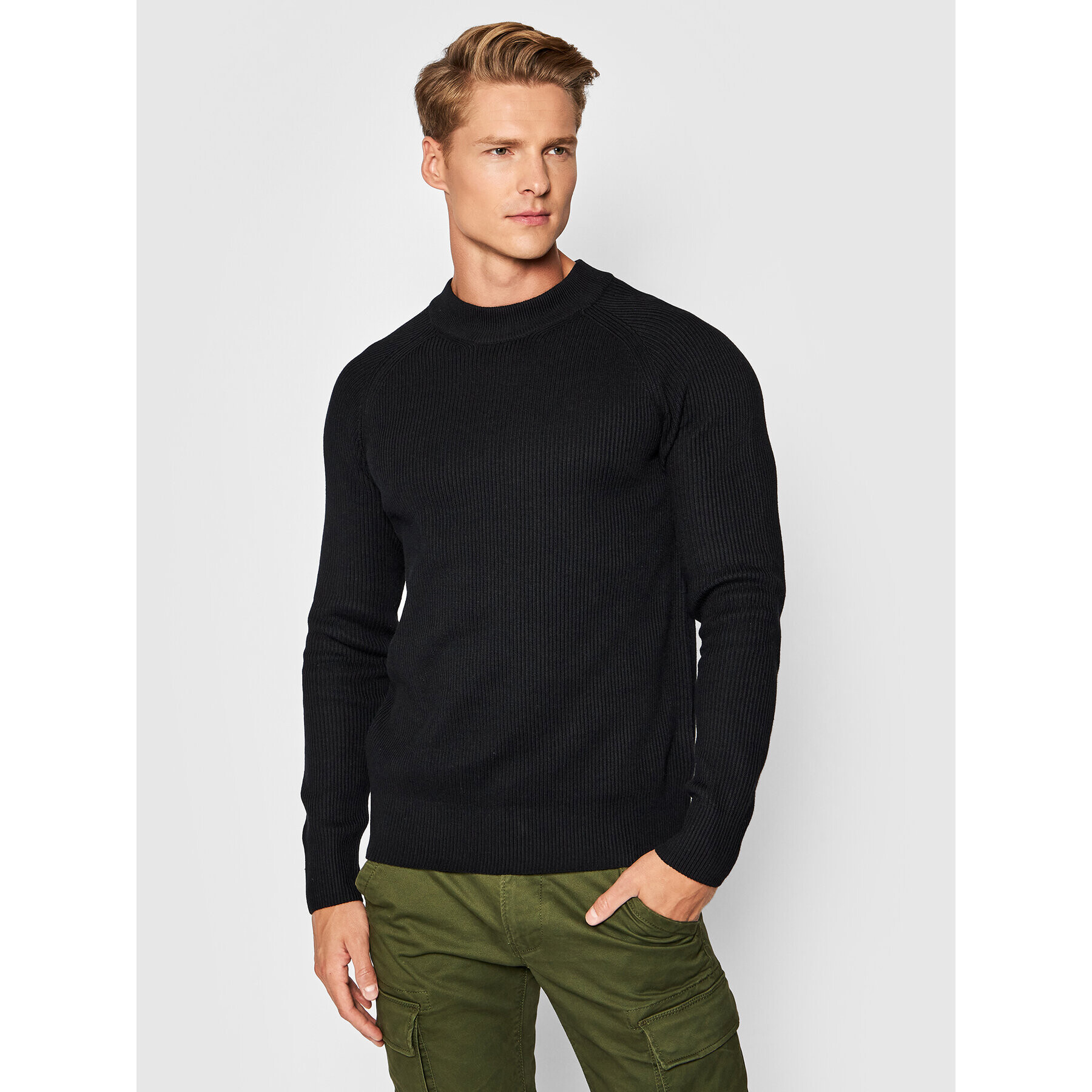 Jack&Jones PREMIUM Sweater Perfect 12193517 Fekete Regular Fit - Pepit.hu