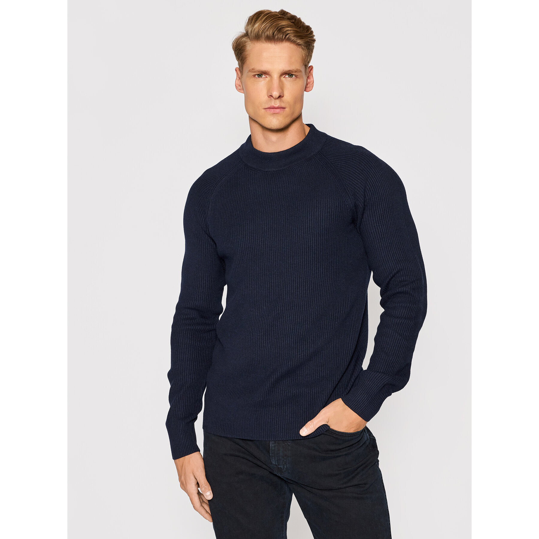 Jack&Jones PREMIUM Sweater Perfect 12193517 Sötétkék Regular Fit - Pepit.hu