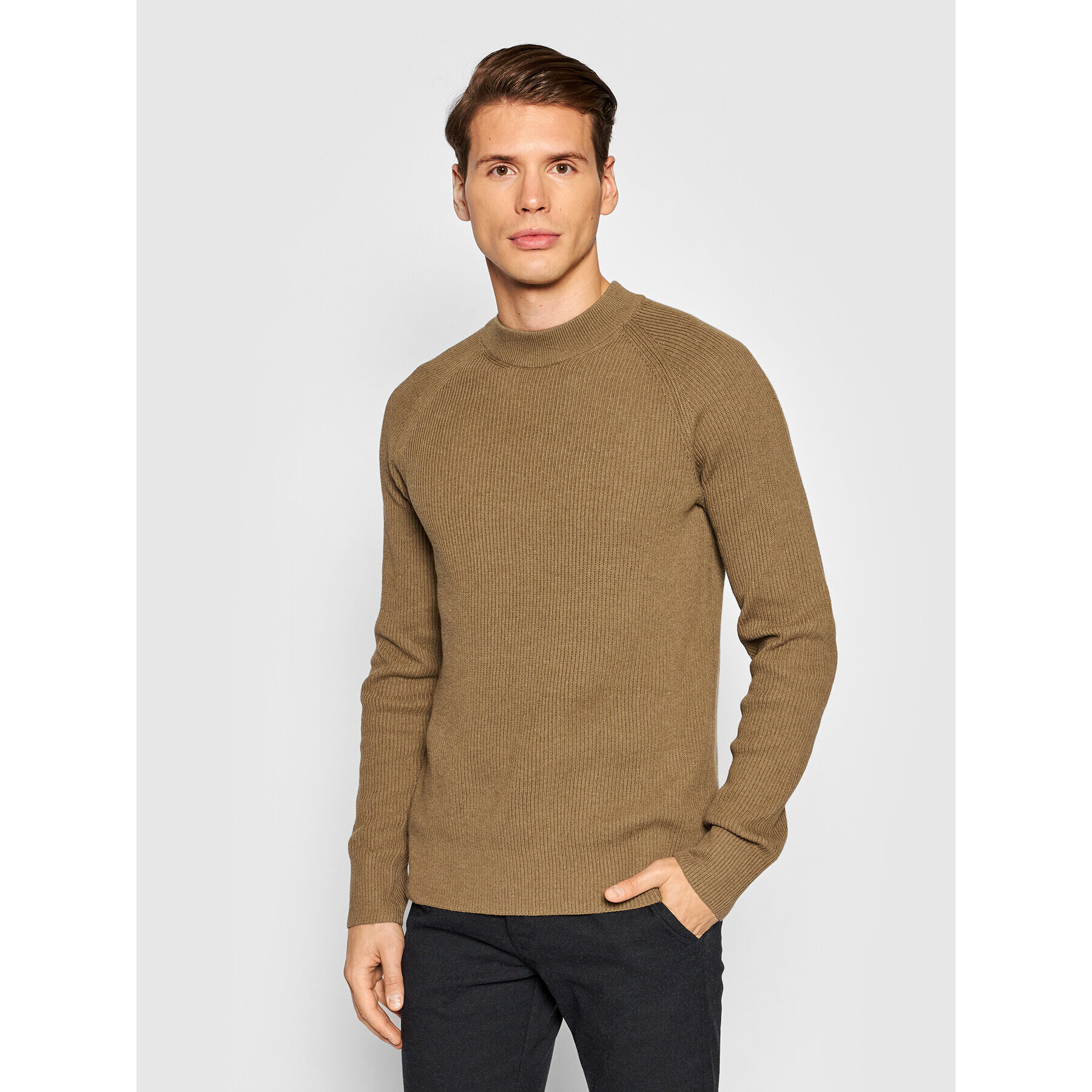 Jack&Jones PREMIUM Sweater Perfect 12193517 Zöld Regular Fit - Pepit.hu