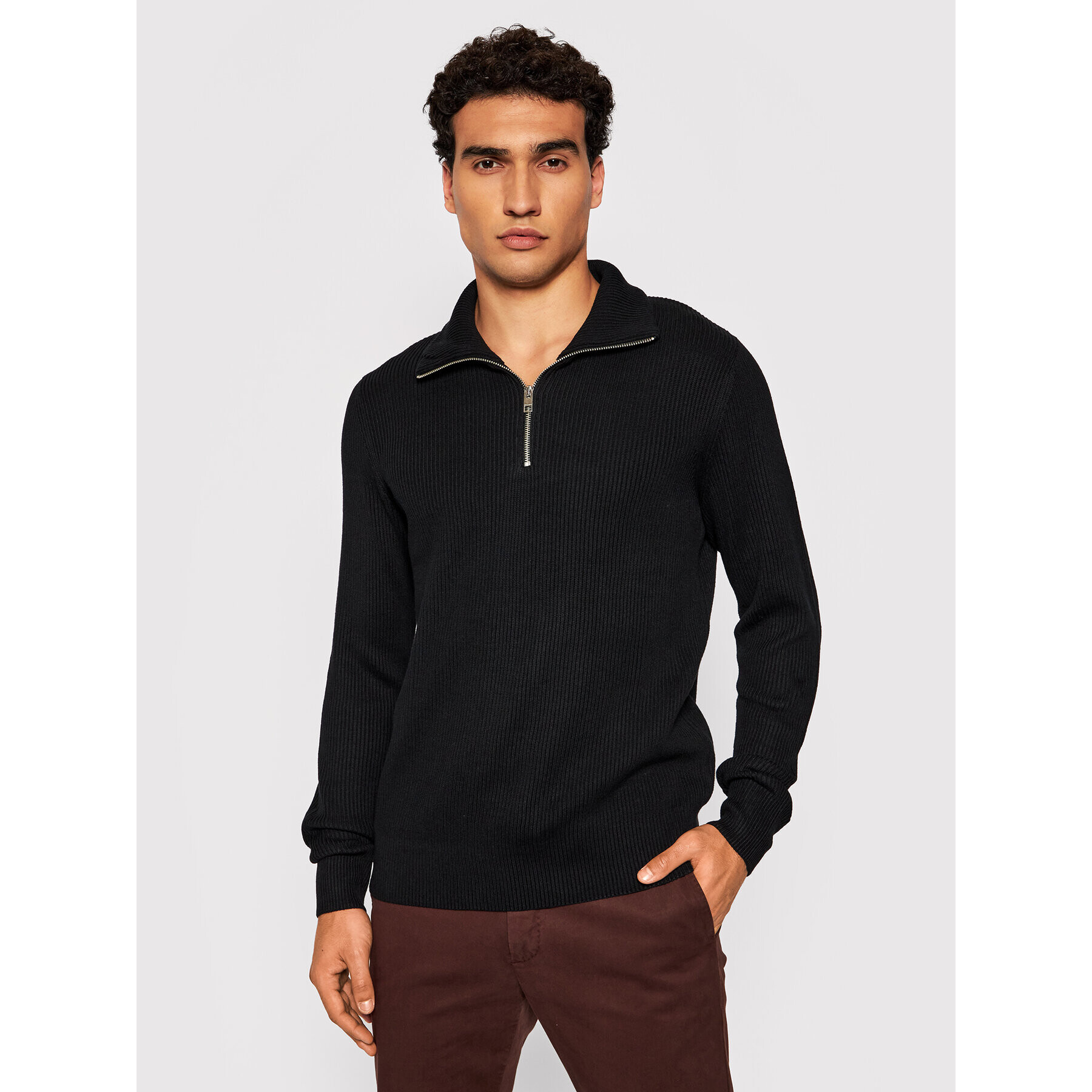 Jack&Jones PREMIUM Sweater Perfect 12193527 Fekete Regular Fit - Pepit.hu