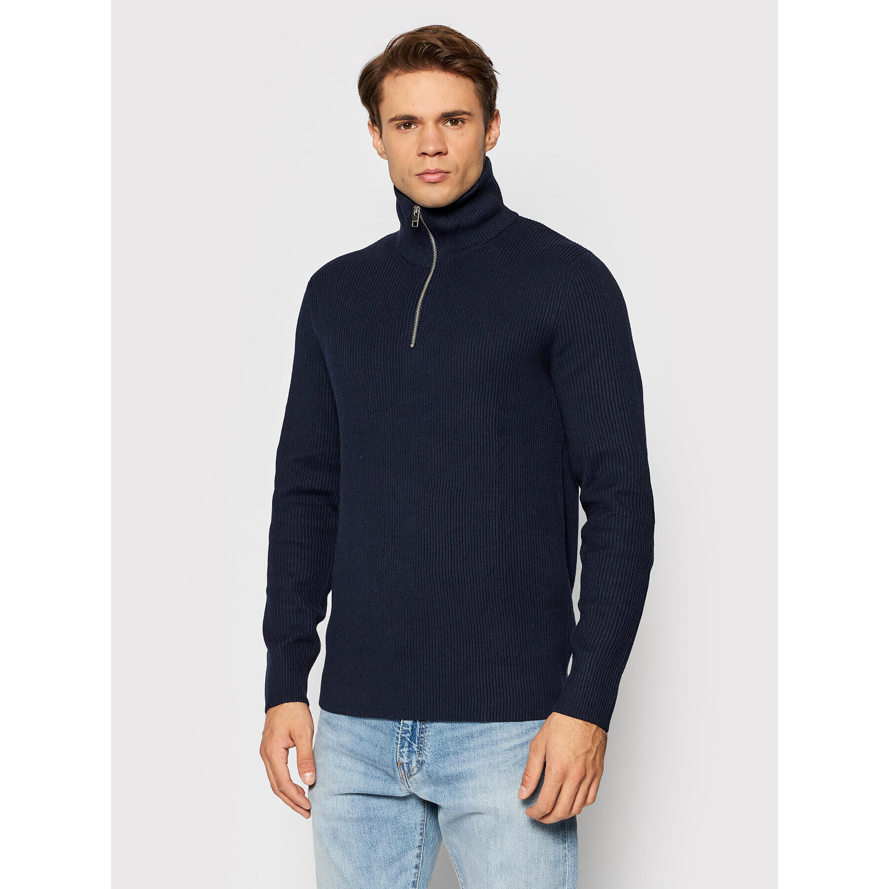 Jack&Jones PREMIUM Sweater Perfect 12193527 Sötétkék Regular Fit - Pepit.hu