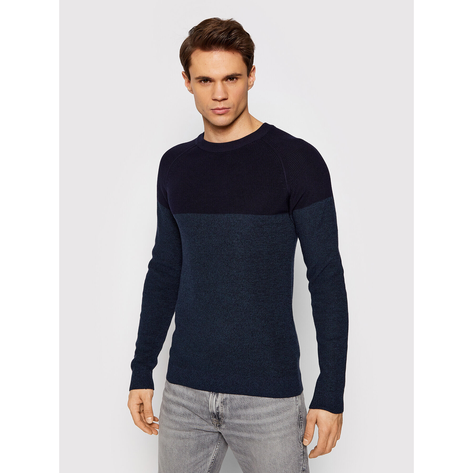 Jack&Jones PREMIUM Sweater Spencer 12197591 Sötétkék Regular Fit - Pepit.hu