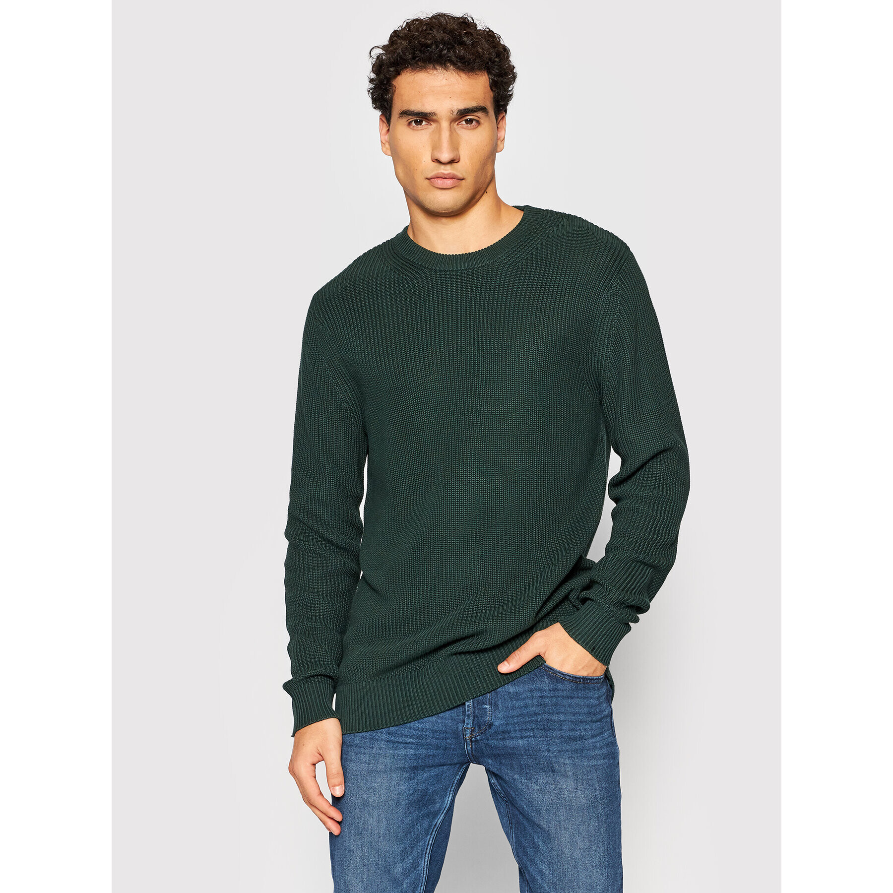 Jack&Jones PREMIUM Sweater Well 12193093 Zöld Regular Fit - Pepit.hu