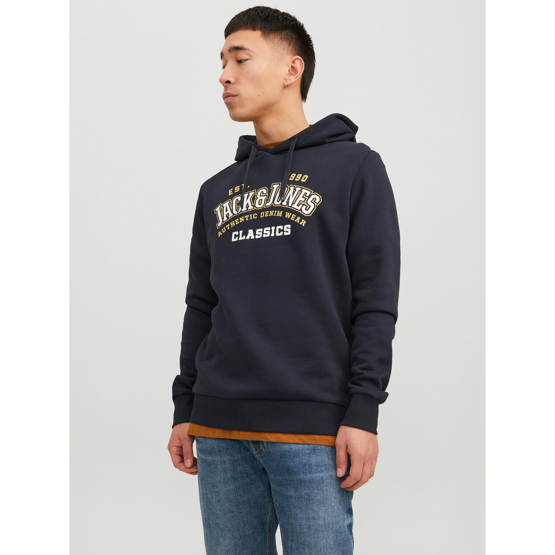 Jack&Jones Pulóver Logo 12233597 Sötétkék Standard Fit - Pepit.hu