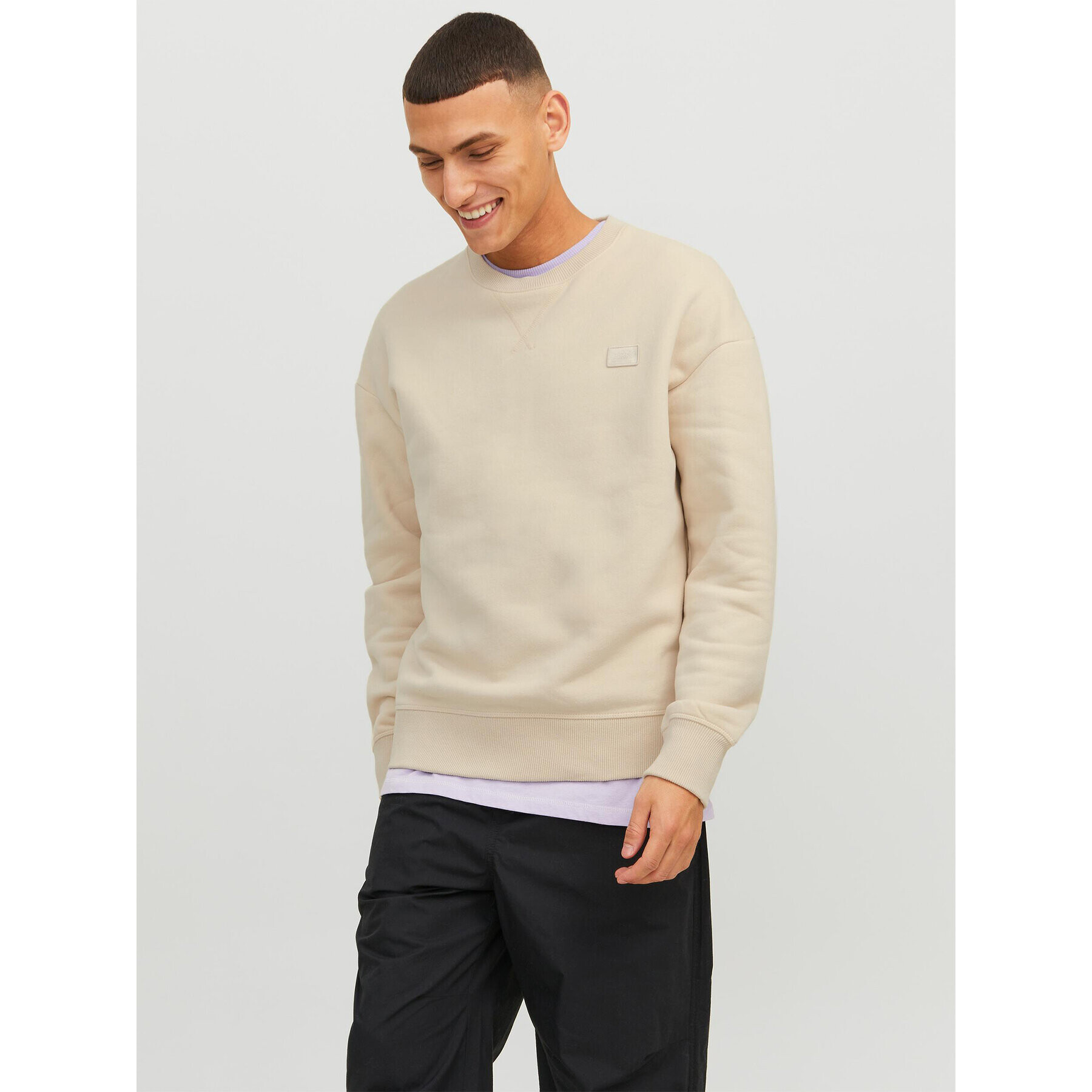 Jack&Jones Pulóver Classic 12240188 Bézs Relaxed Fit - Pepit.hu