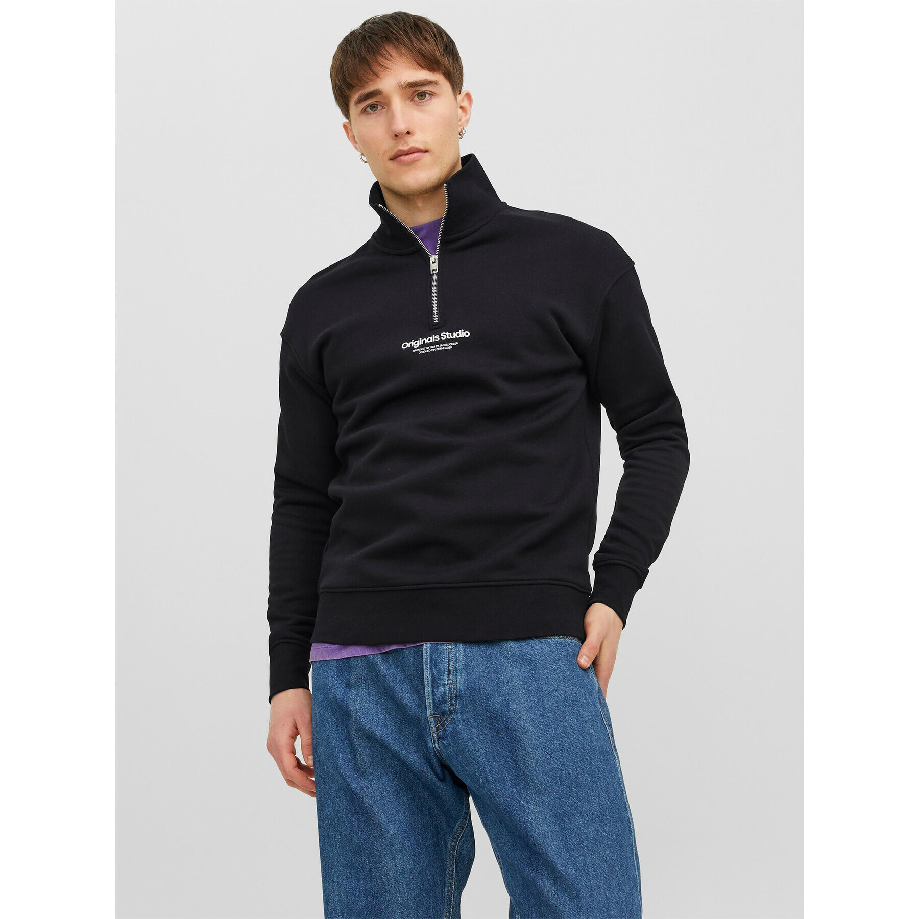 Jack&Jones Pulóver Vesterbro 12241777 Fekete Relaxed Fit - Pepit.hu