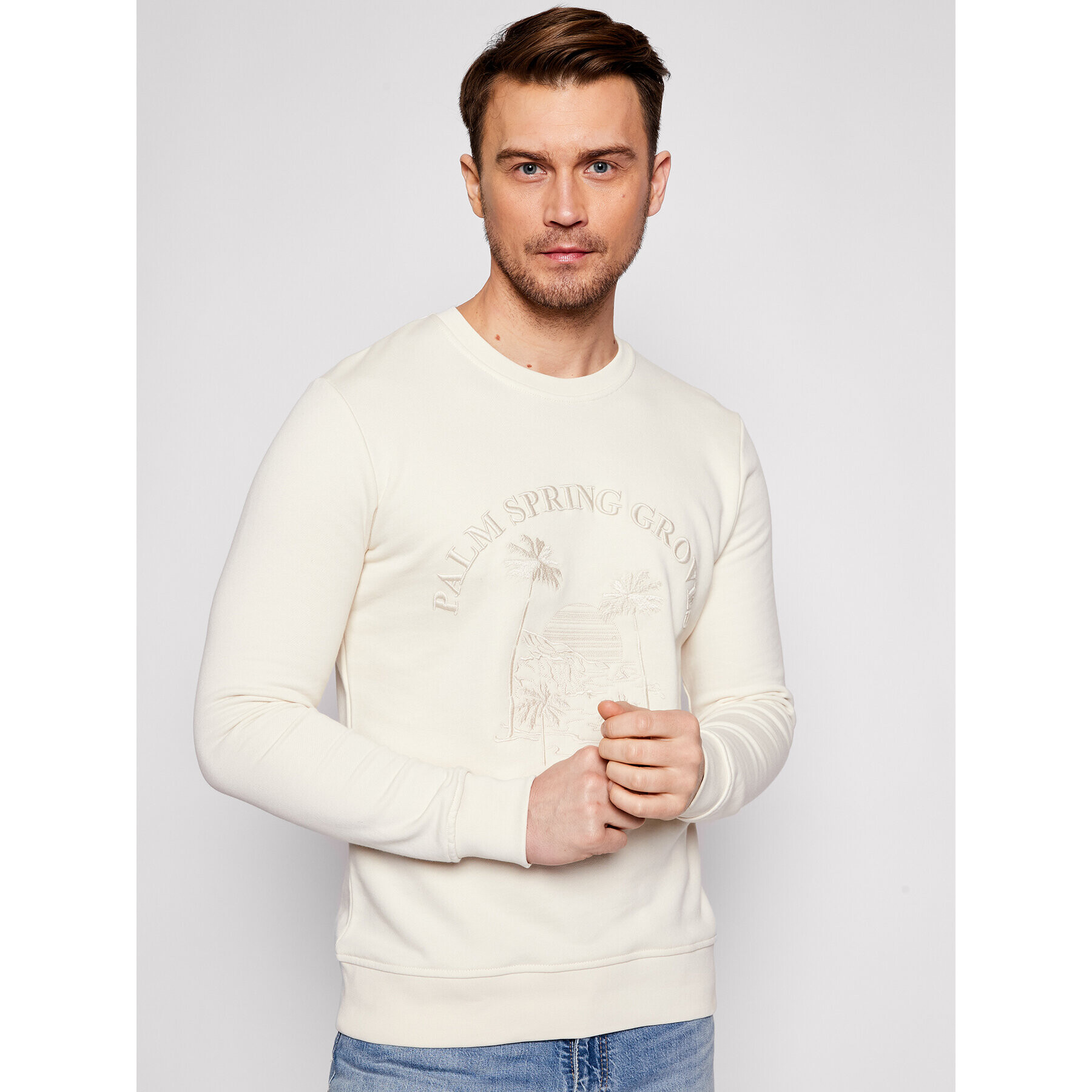 Jack&Jones Pulóver Blaccalum 12185688 Bézs Regular Fit - Pepit.hu