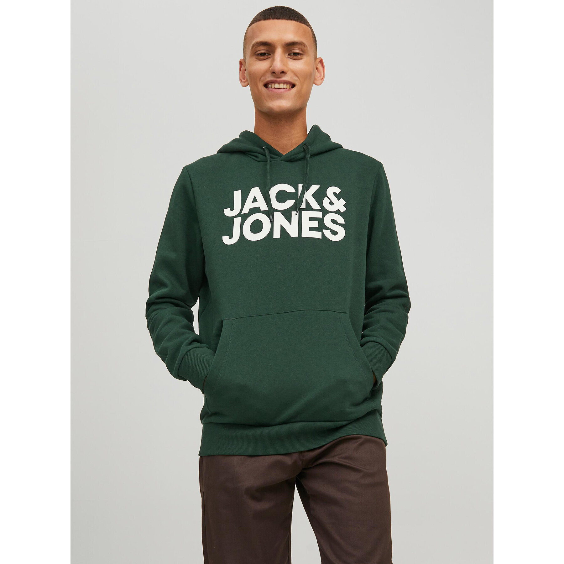 Jack&Jones Pulóver Corp Logo 12152840 Zöld Regular Fit - Pepit.hu