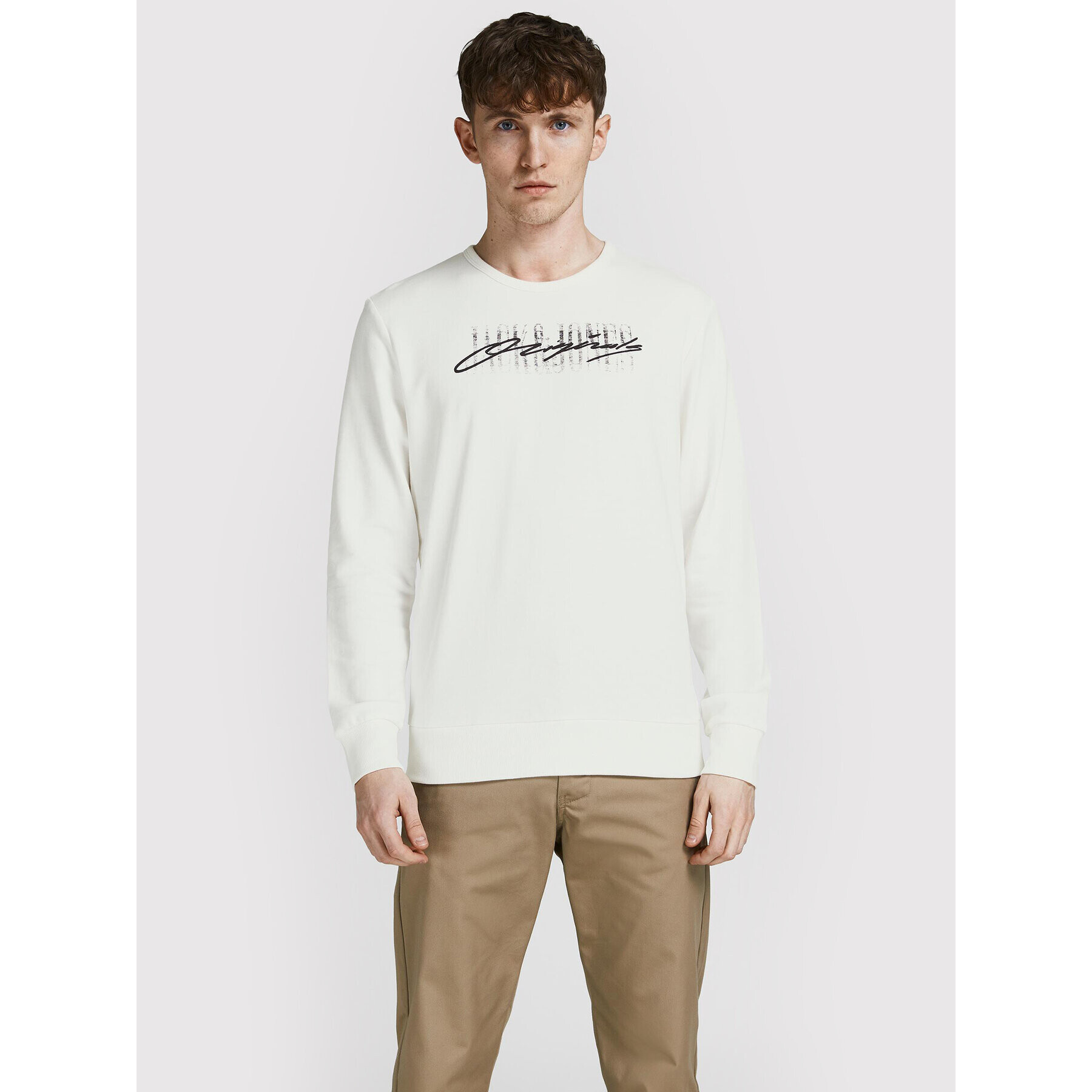 Jack&Jones Pulóver Script 12205812 Fehér Regular Fit - Pepit.hu