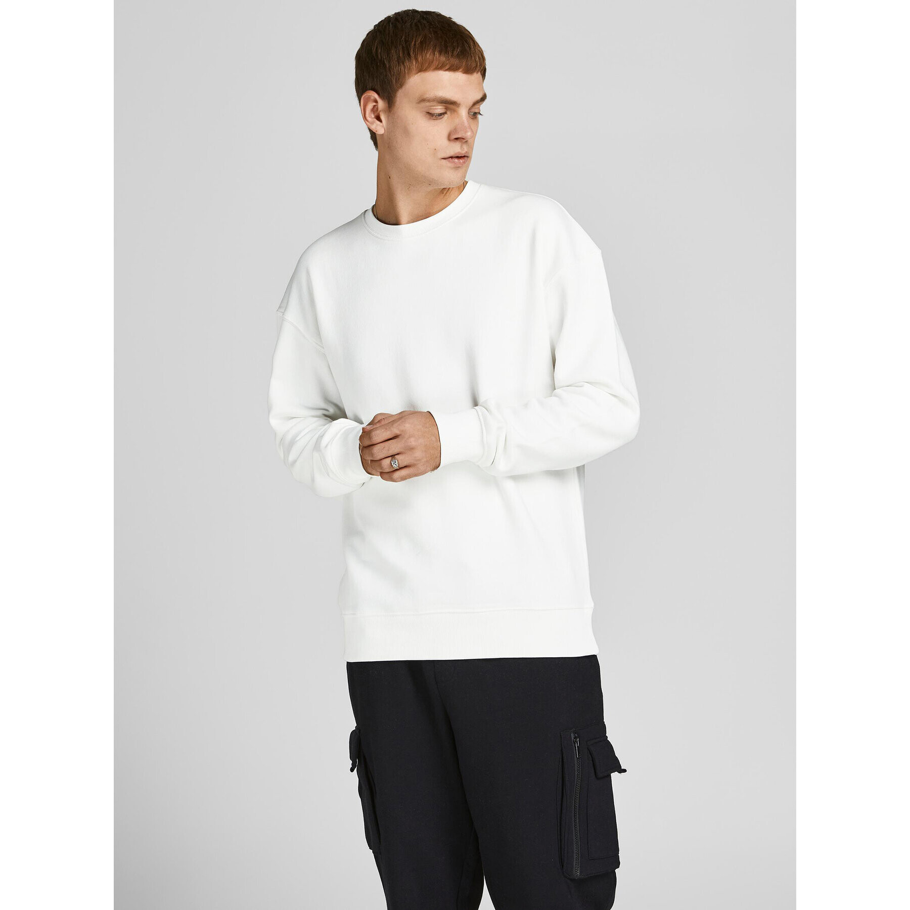 Jack&Jones Pulóver Star 12208182 Fehér Relaxed Fit - Pepit.hu