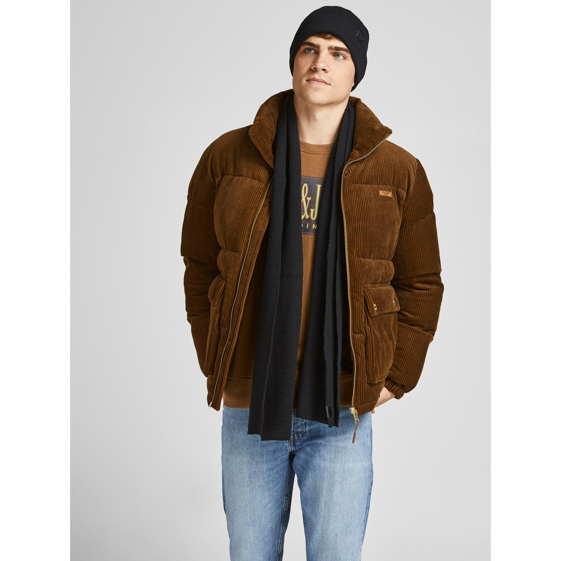 Jack&Jones Sál és sapka szett 12163827 Fekete - Pepit.hu