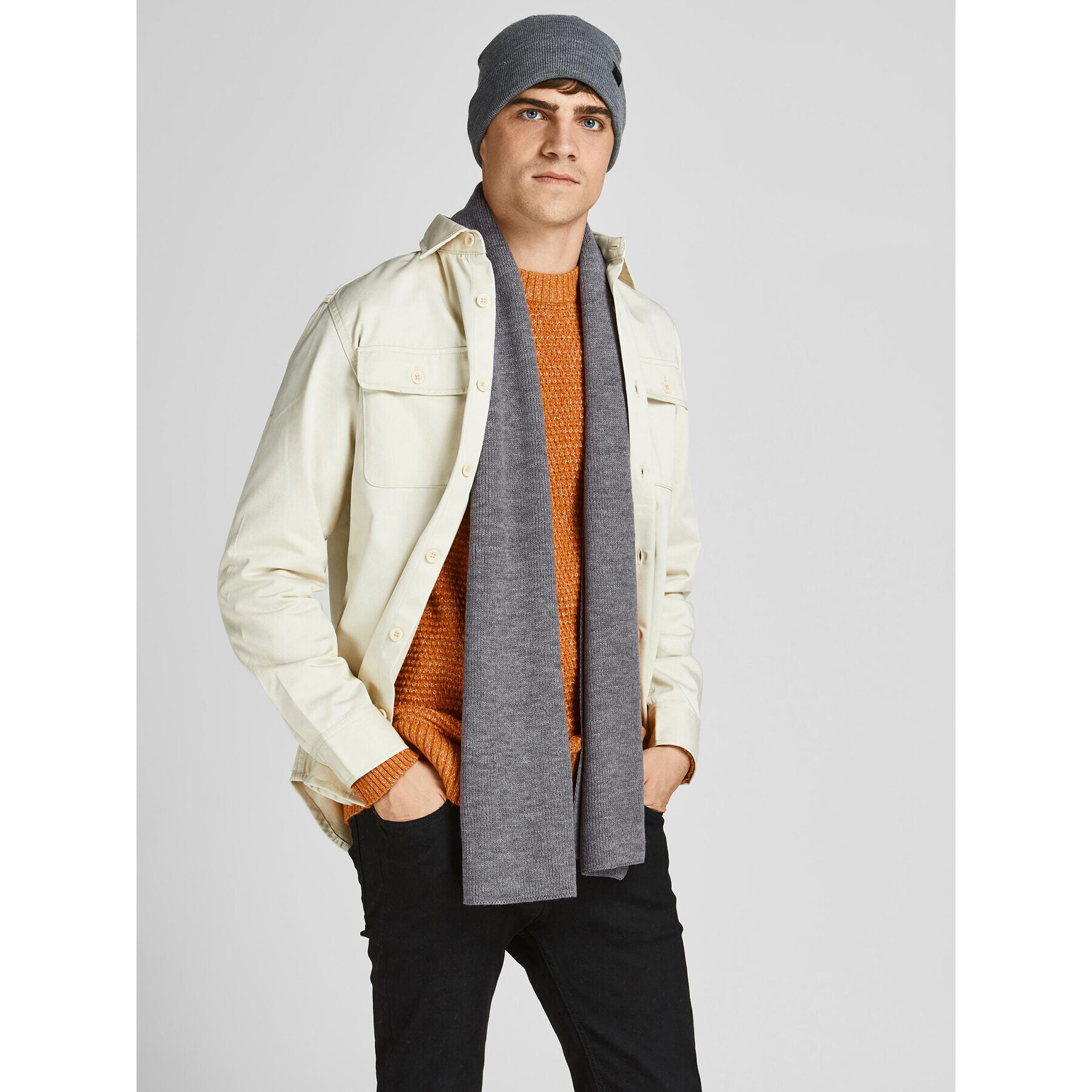 Jack&Jones Sál és sapka szett 12163827 Szürke - Pepit.hu